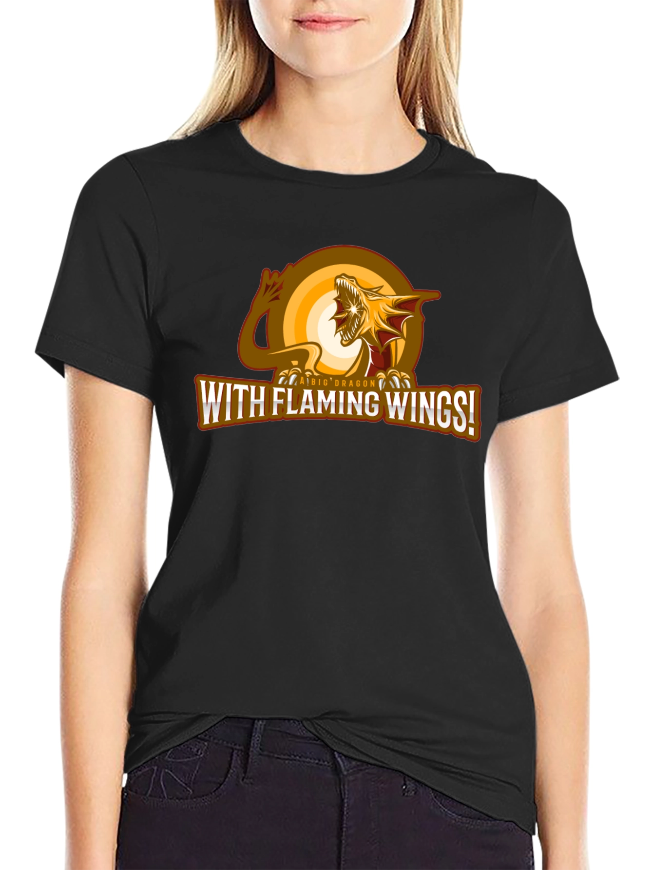 Epic Dragon With Flaming Wings! Graphic Tee