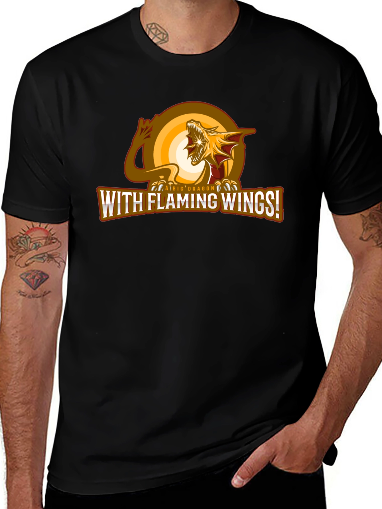 Epic Dragon With Flaming Wings! Graphic Tee