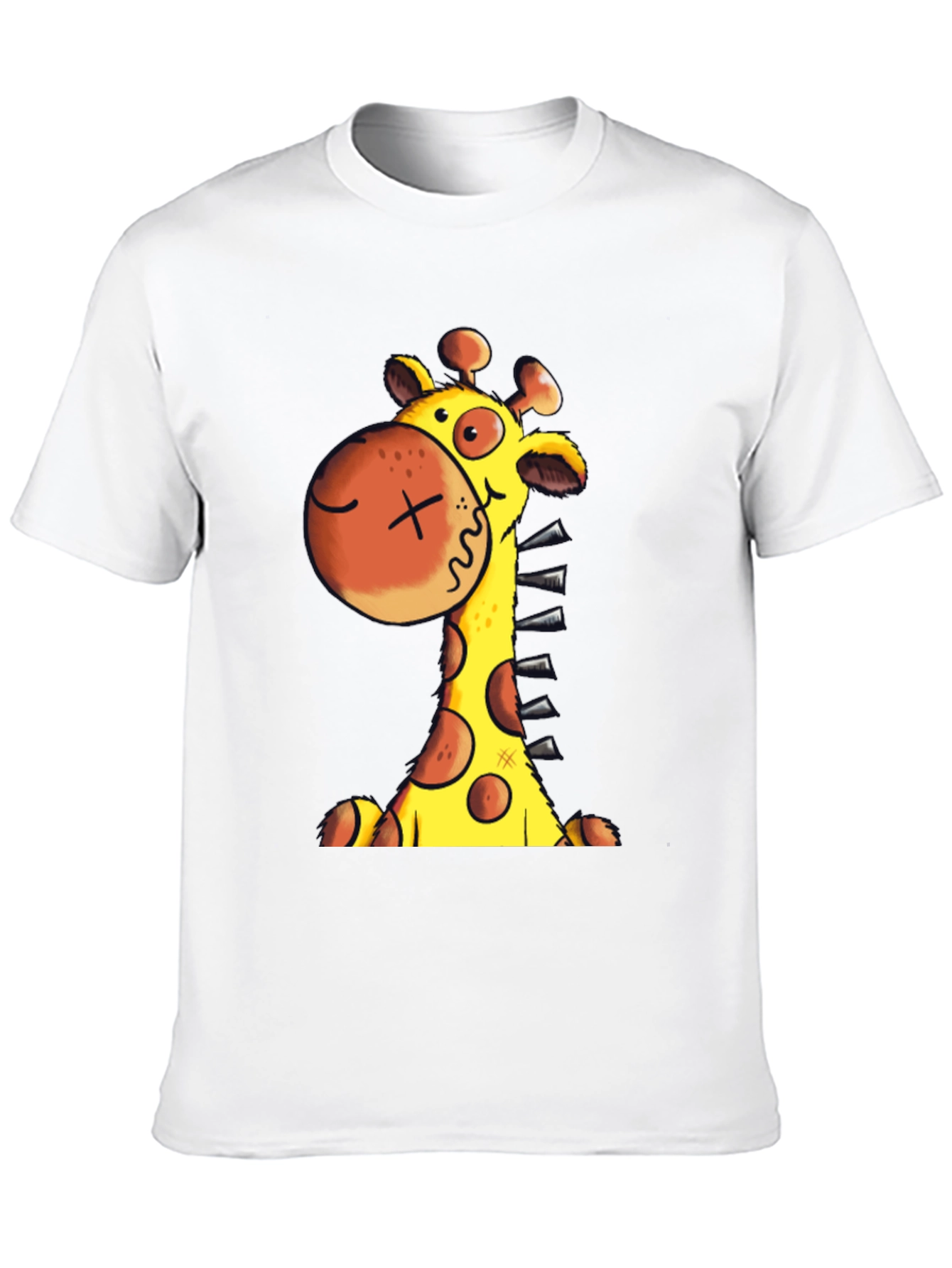 Cartoon Giraffe Graphic T-Shirt - Unisex Black Tee