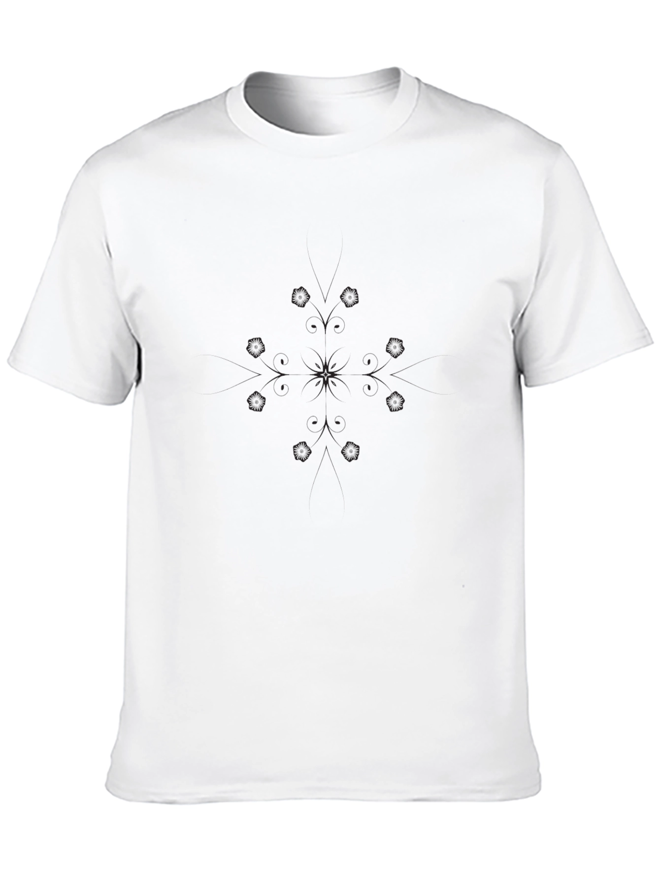 Mens Black Graphic Tee - Subtle Geometric Design