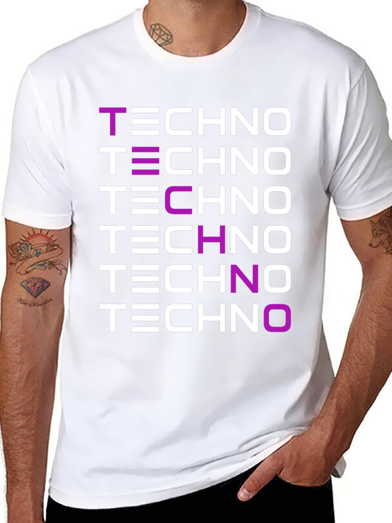 Techno Music Graphic Print Black T-Shirt