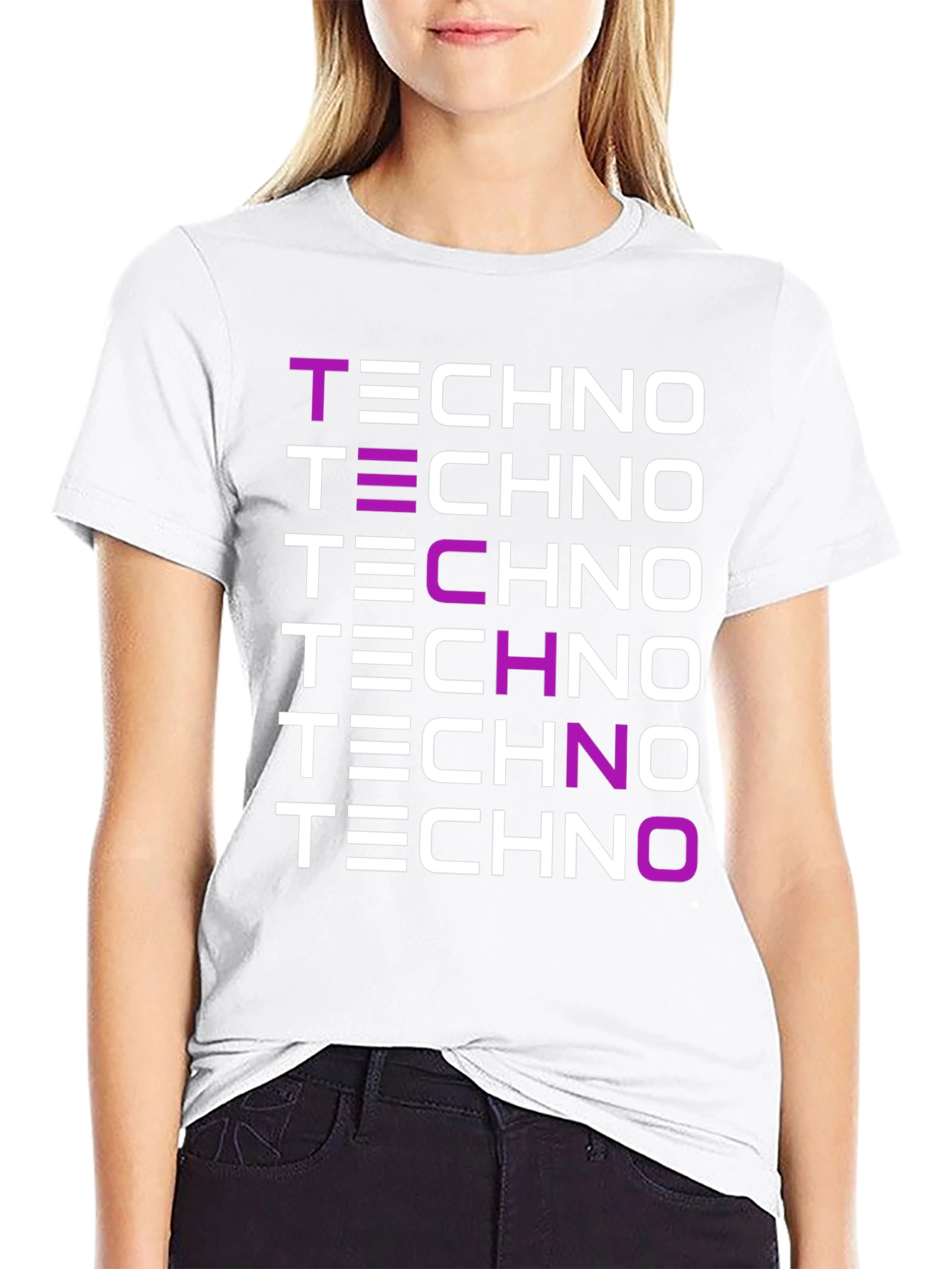 Techno Music Graphic Print Black T-Shirt