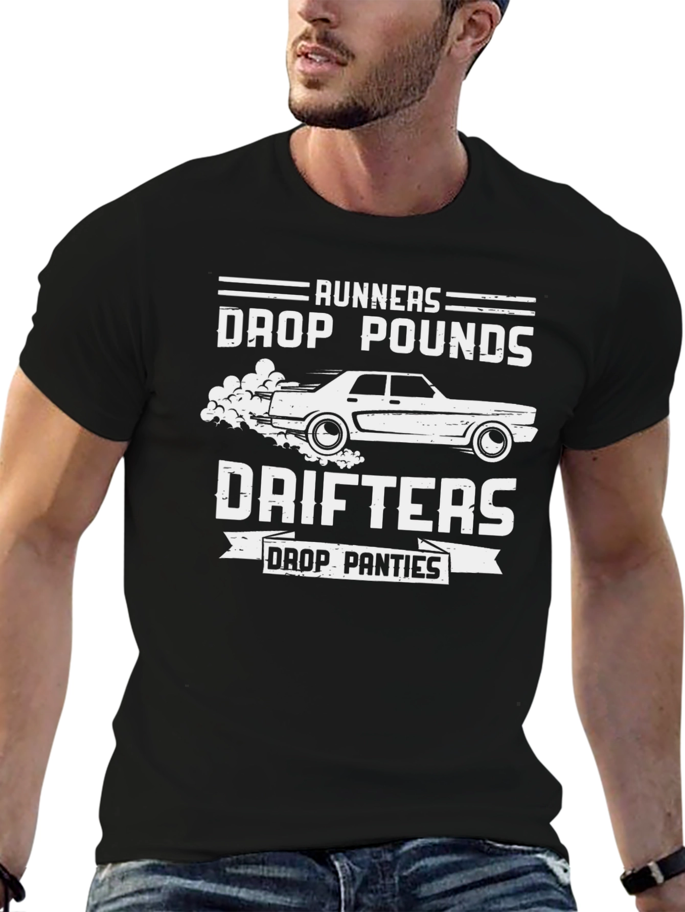 Runners vs. Drifters Graphic T-Shirt - Black Cotton Tee