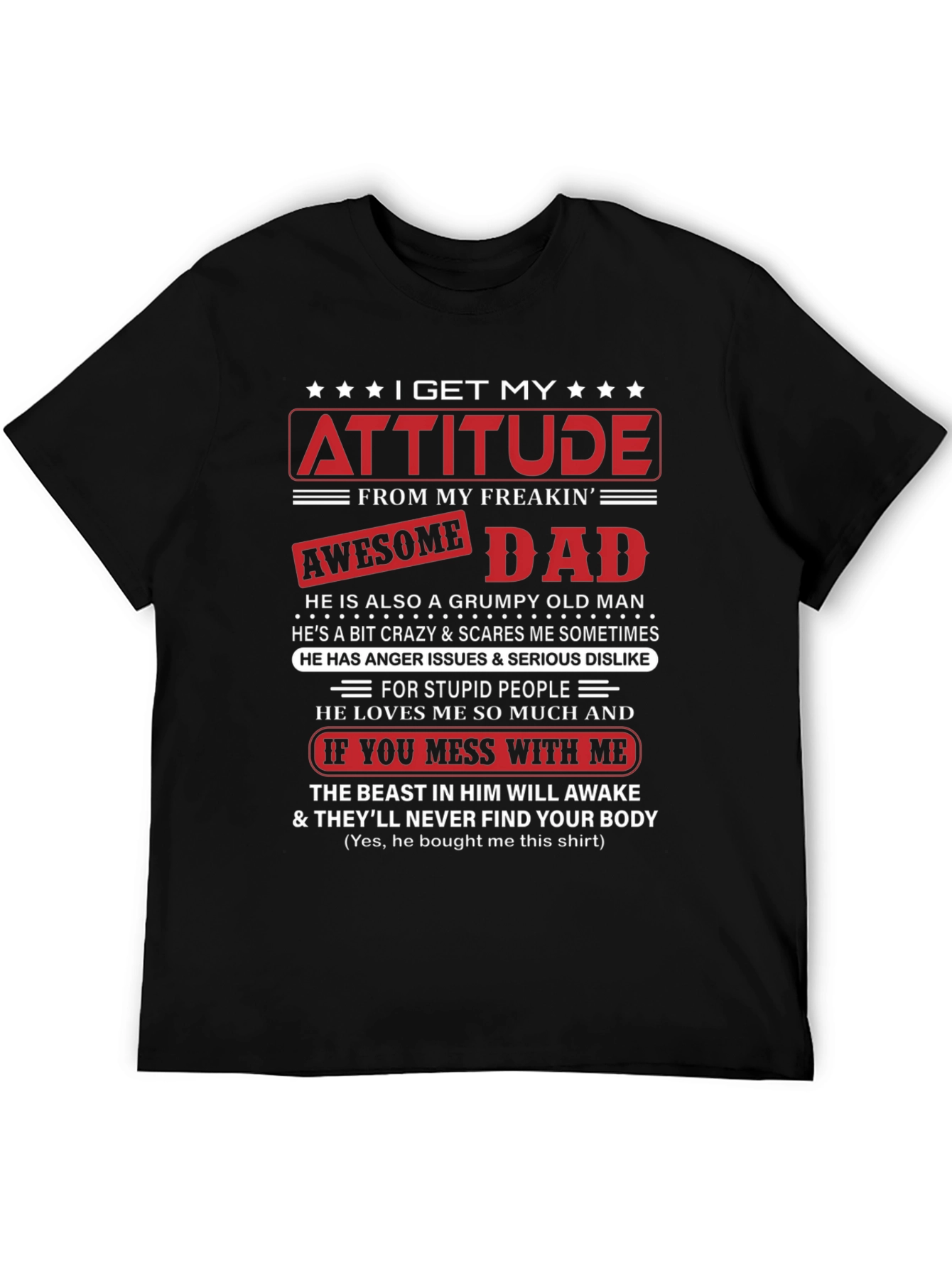 Attitude Awesome Dad Graphic T-Shirt