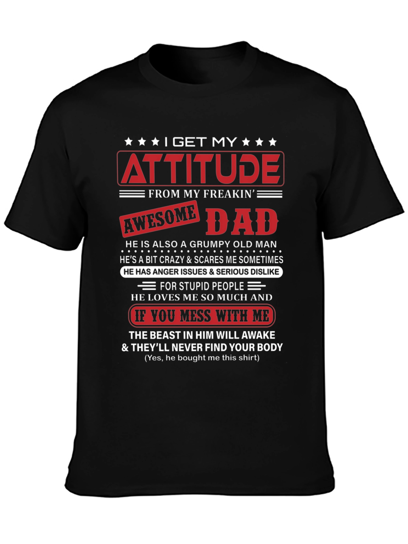 Attitude Awesome Dad Graphic T-Shirt