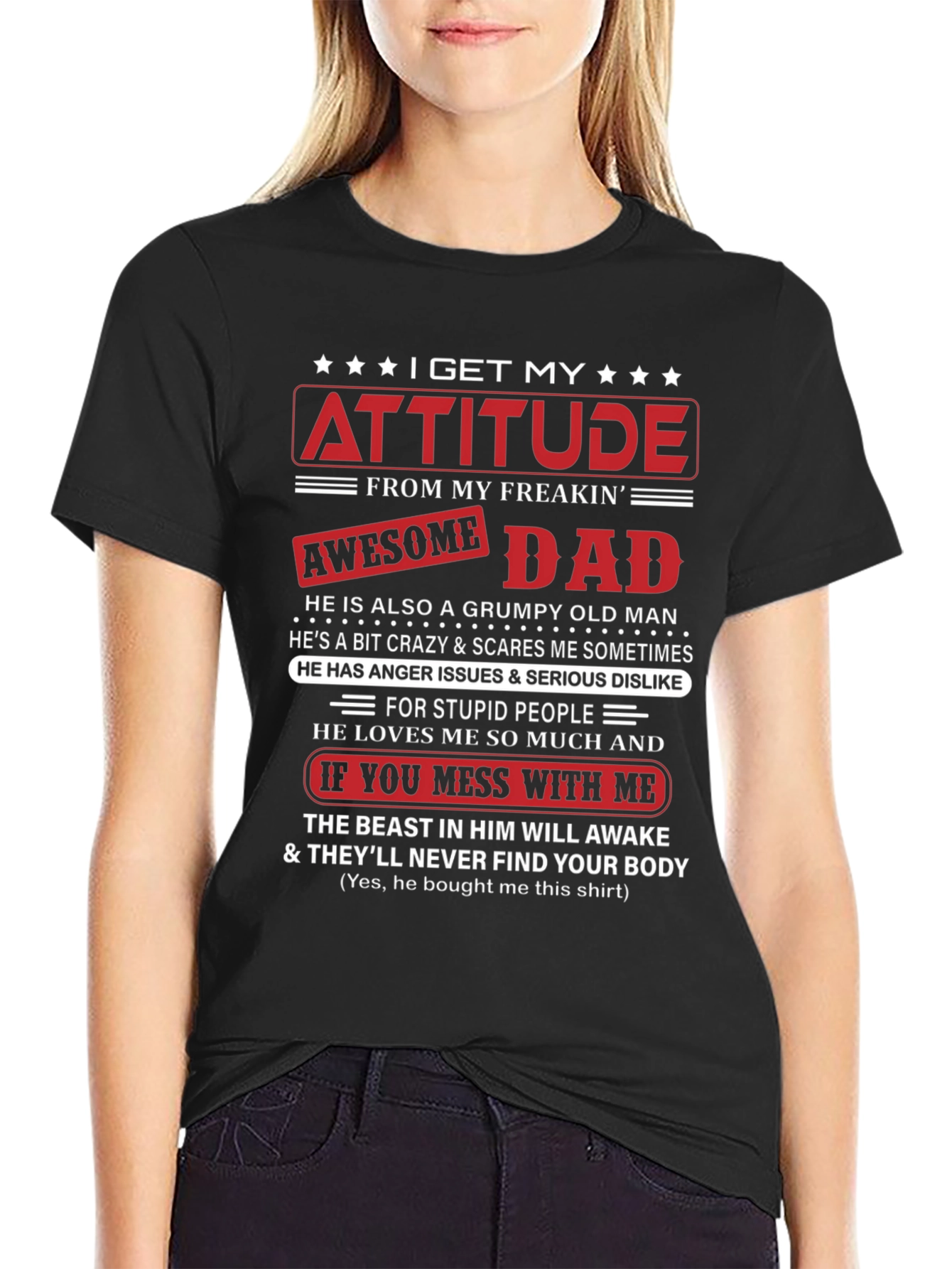 Attitude Awesome Dad Graphic T-Shirt