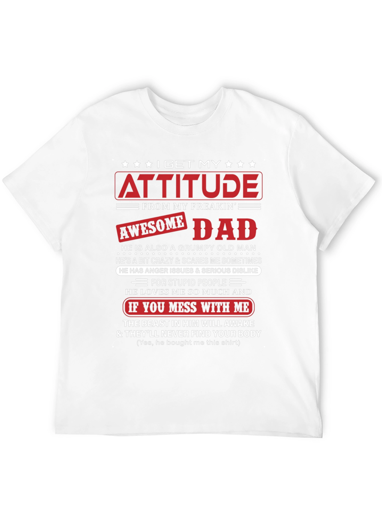 Attitude Awesome Dad Graphic T-Shirt