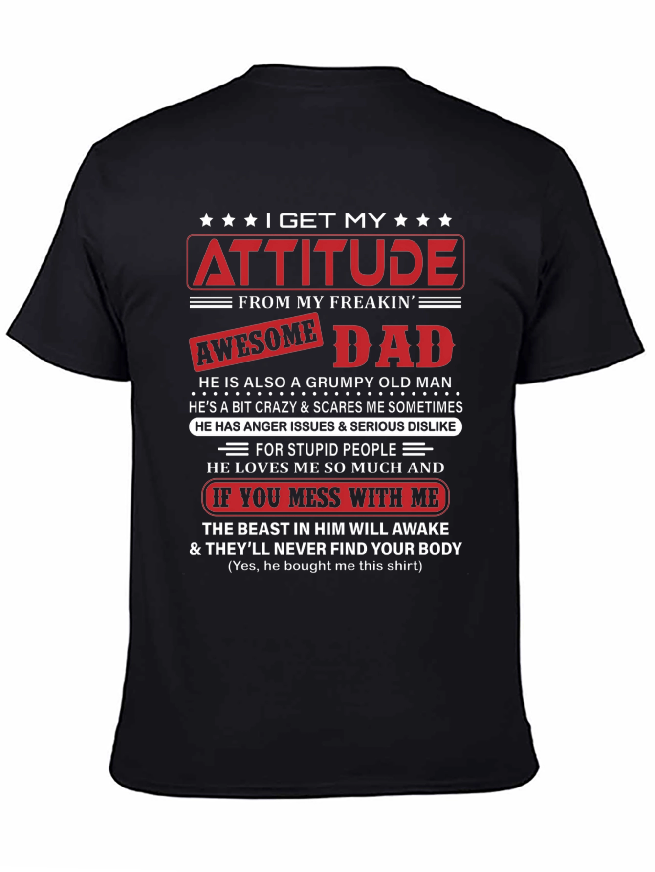 Attitude Awesome Dad Graphic T-Shirt