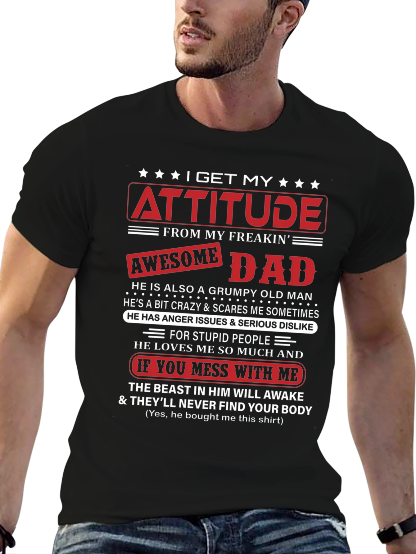 Attitude Awesome Dad Graphic T-Shirt