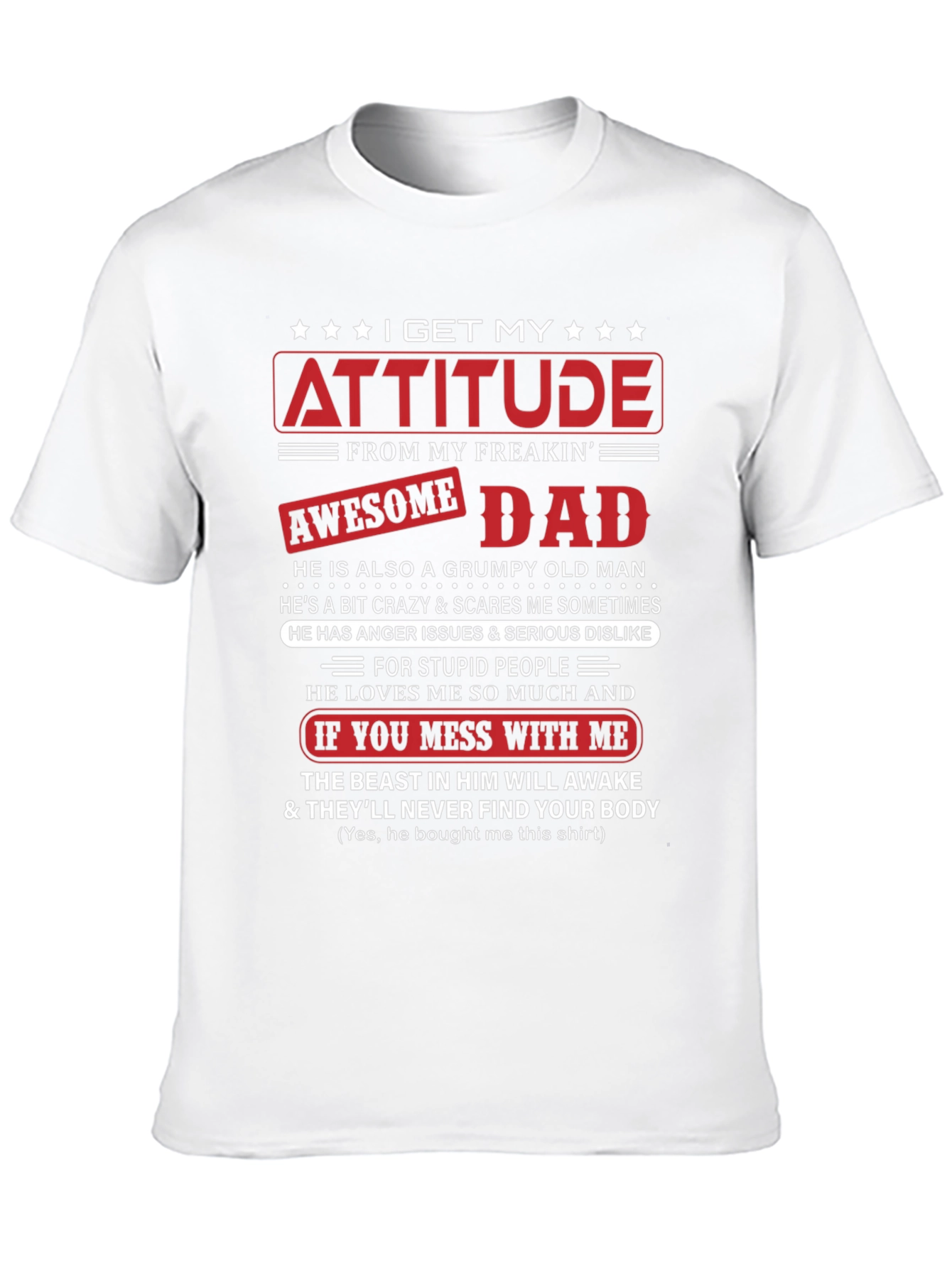 Attitude Awesome Dad Graphic T-Shirt
