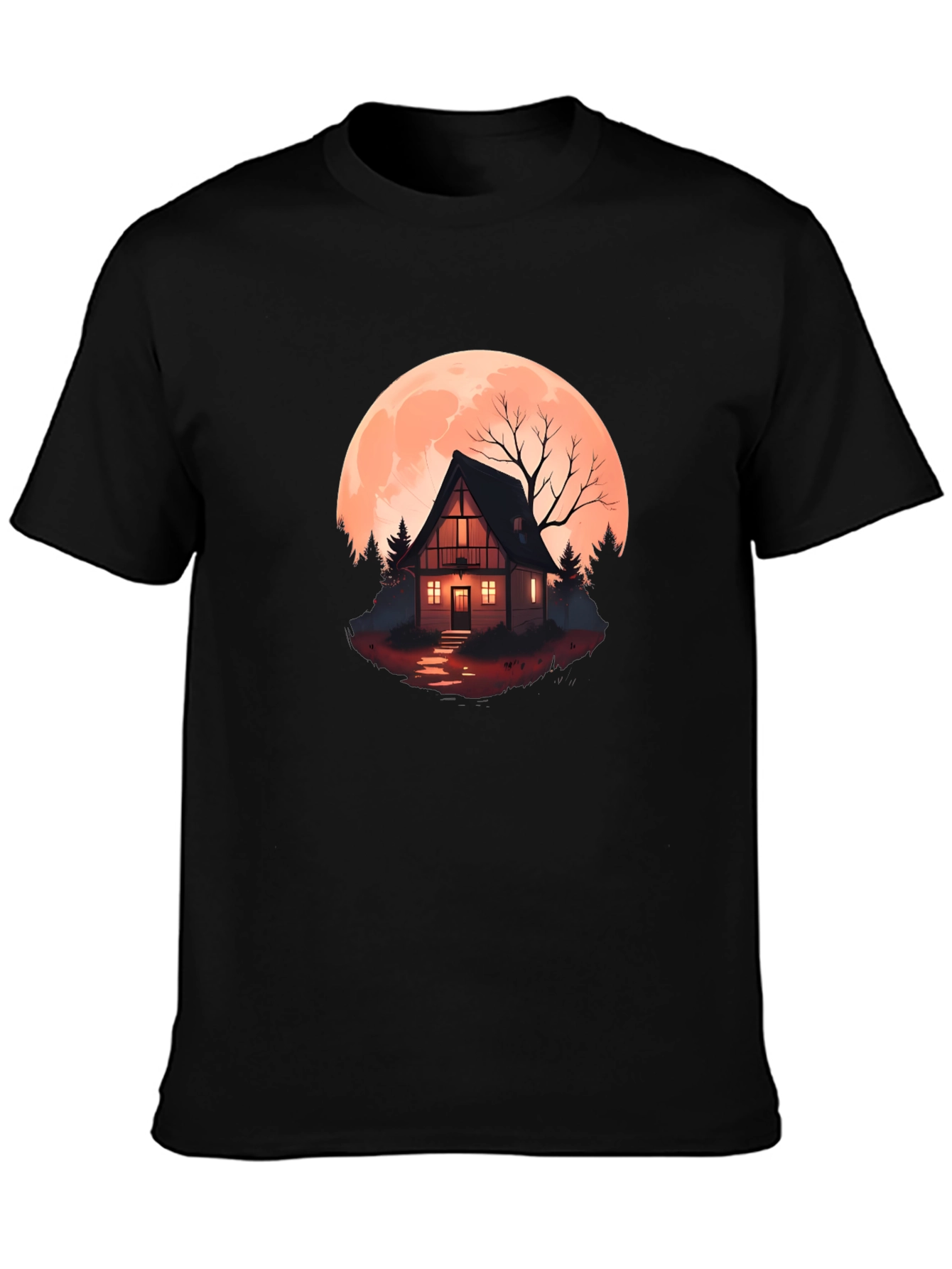 Haunted Cabin Moon Graphic Tee