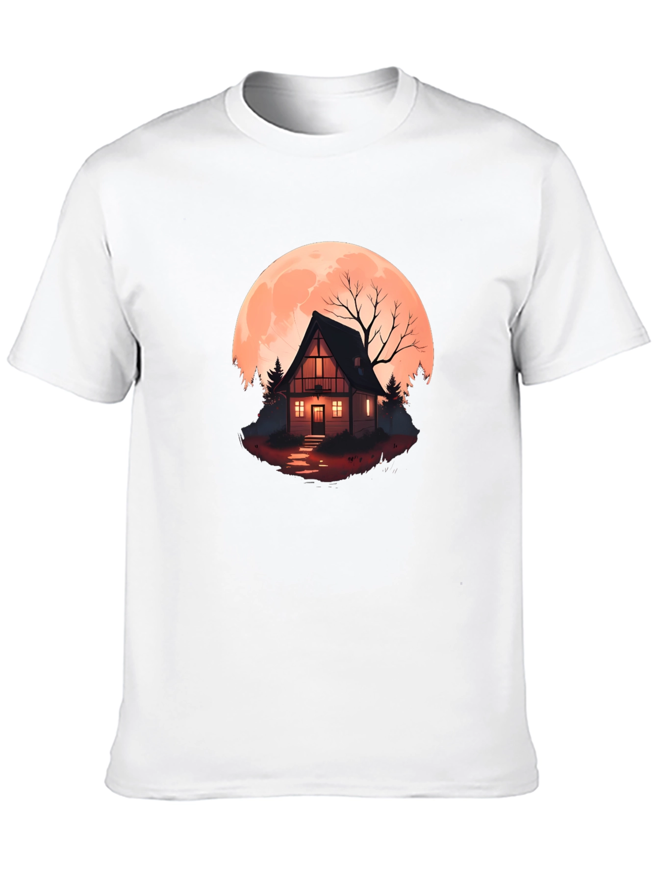 Haunted Cabin Moon Graphic Tee