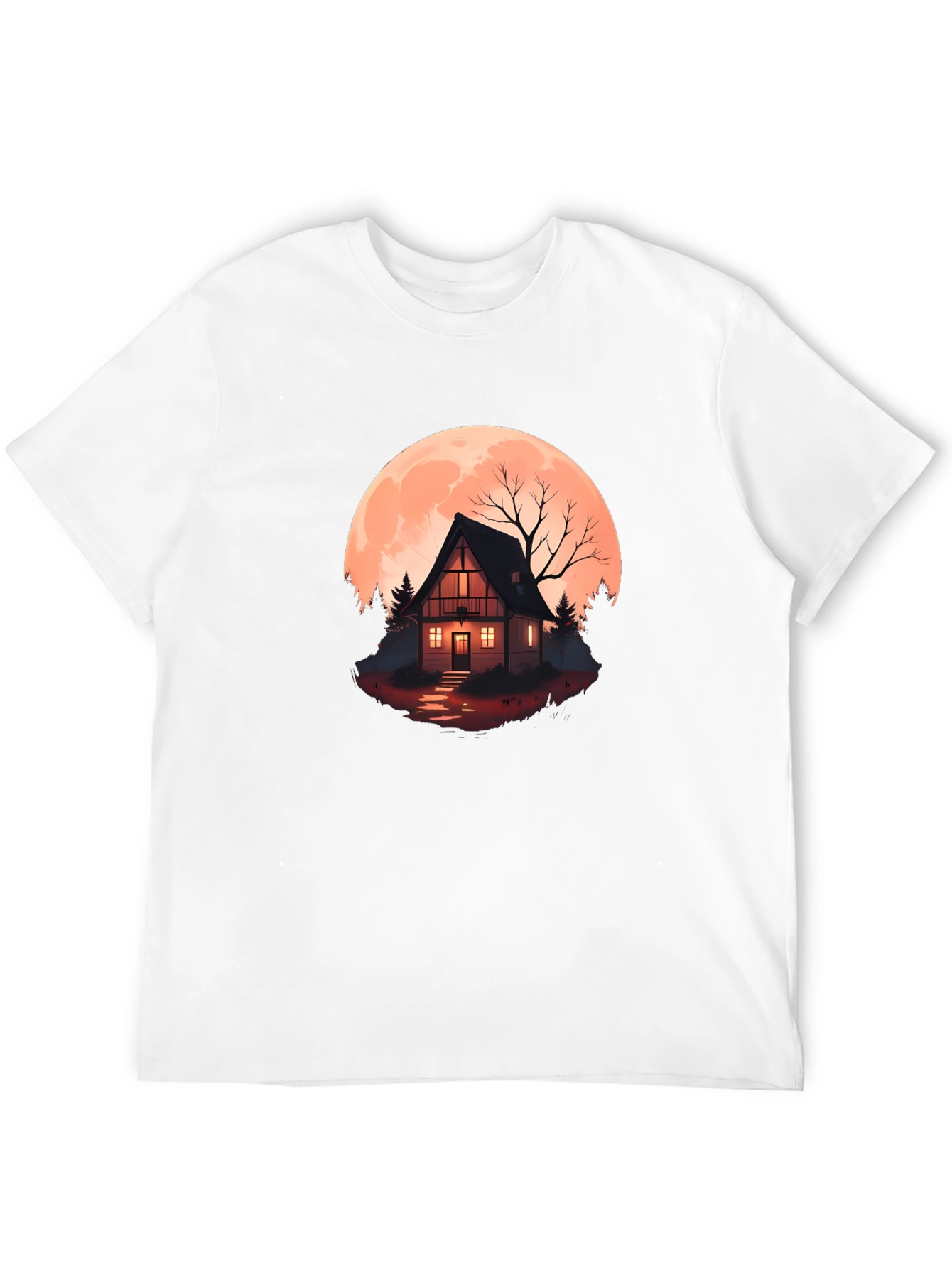 Haunted Cabin Moon Graphic Tee