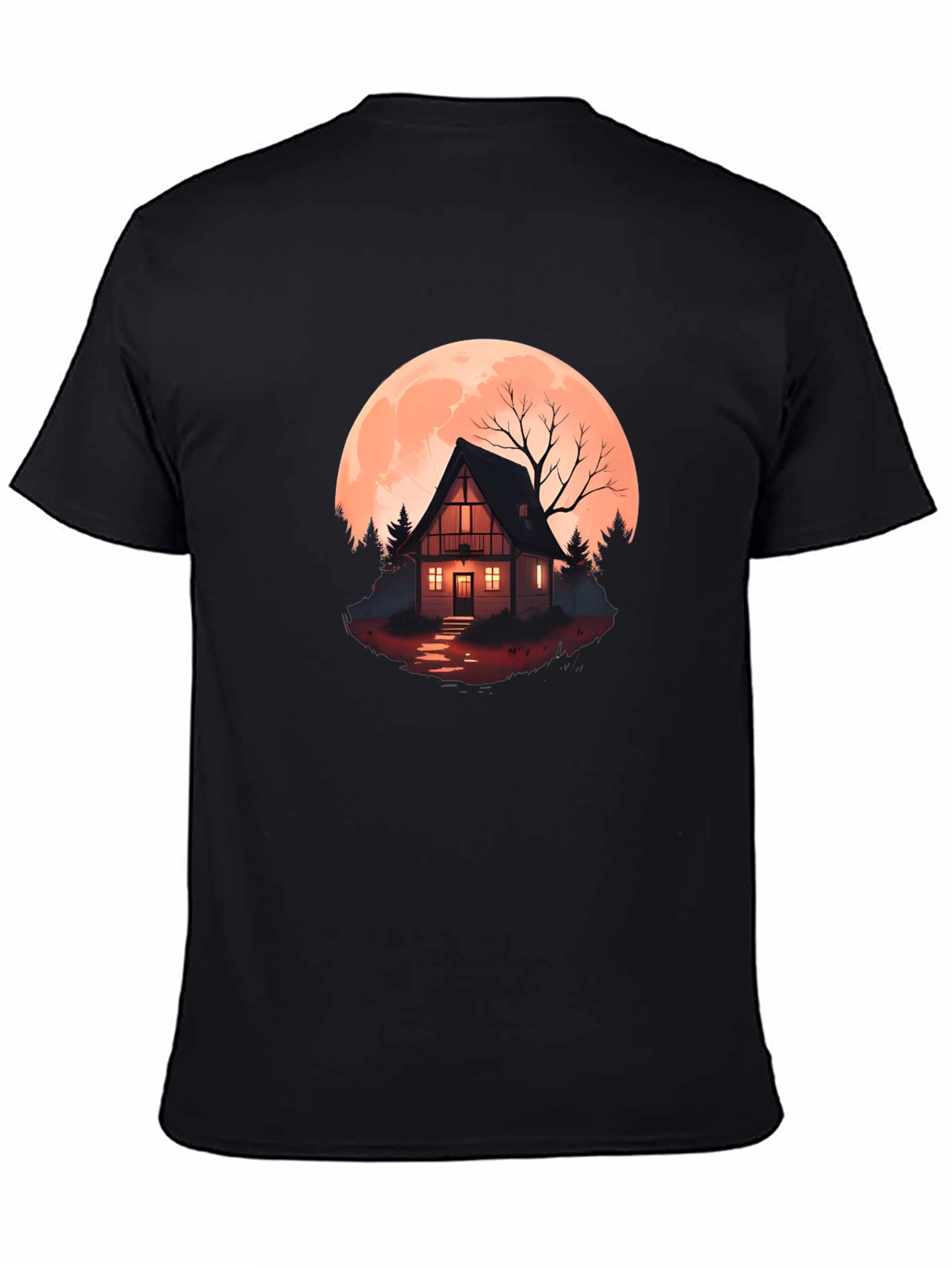Haunted Cabin Moon Graphic Tee
