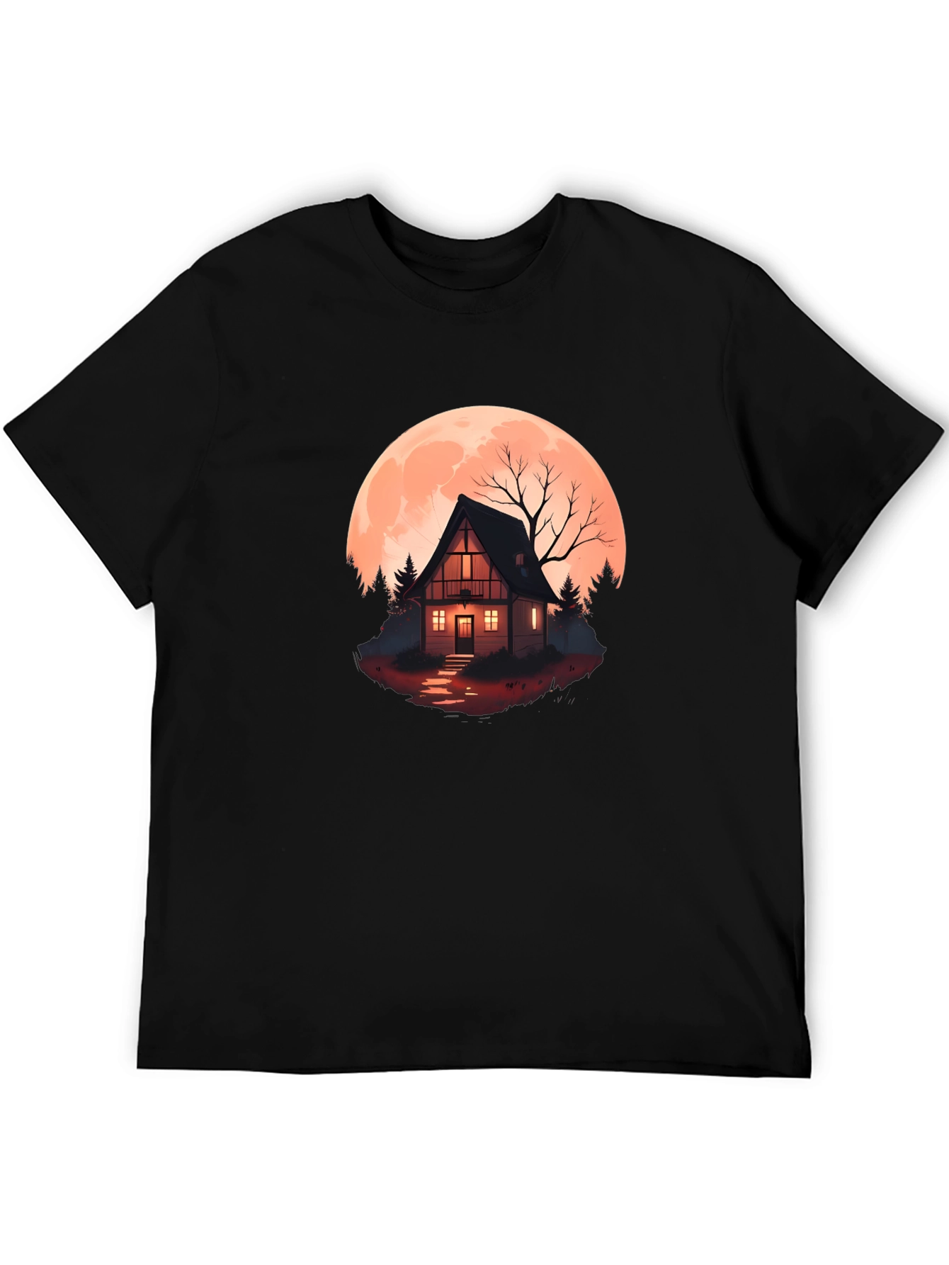 Haunted Cabin Moon Graphic Tee