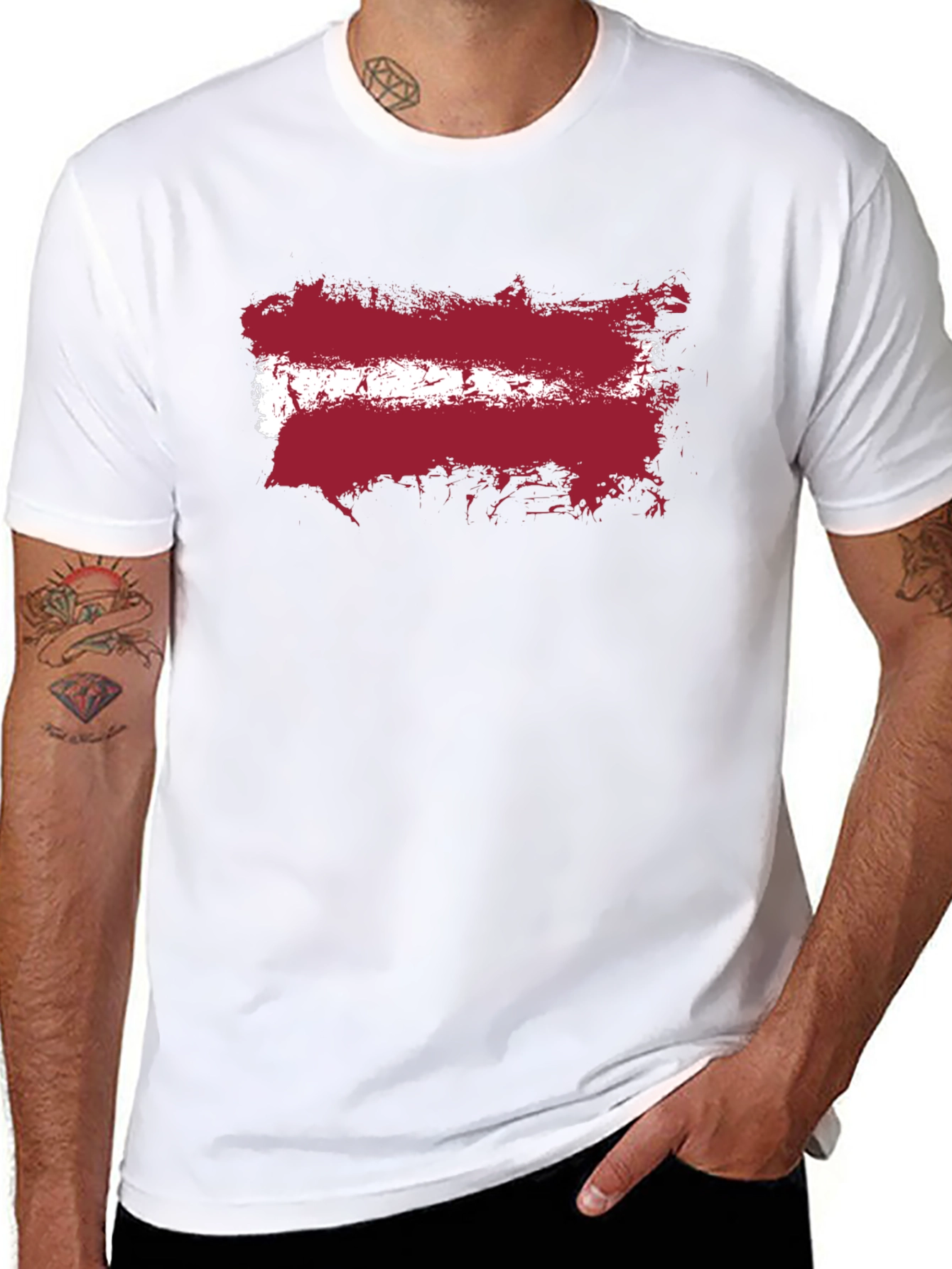 Latvia Flag T-Shirt - Grunge Style Black Tee
