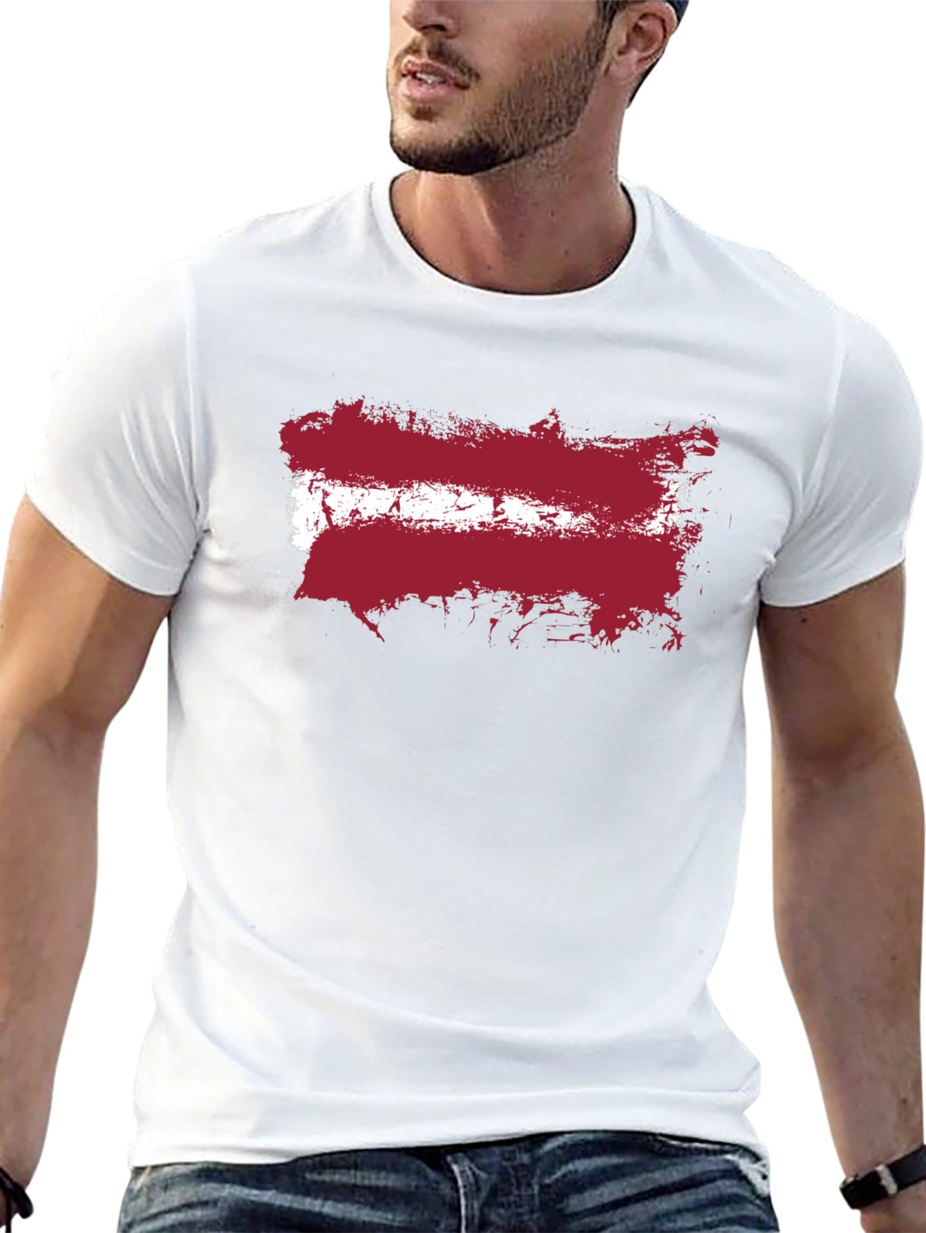Latvia Flag T-Shirt - Grunge Style Black Tee