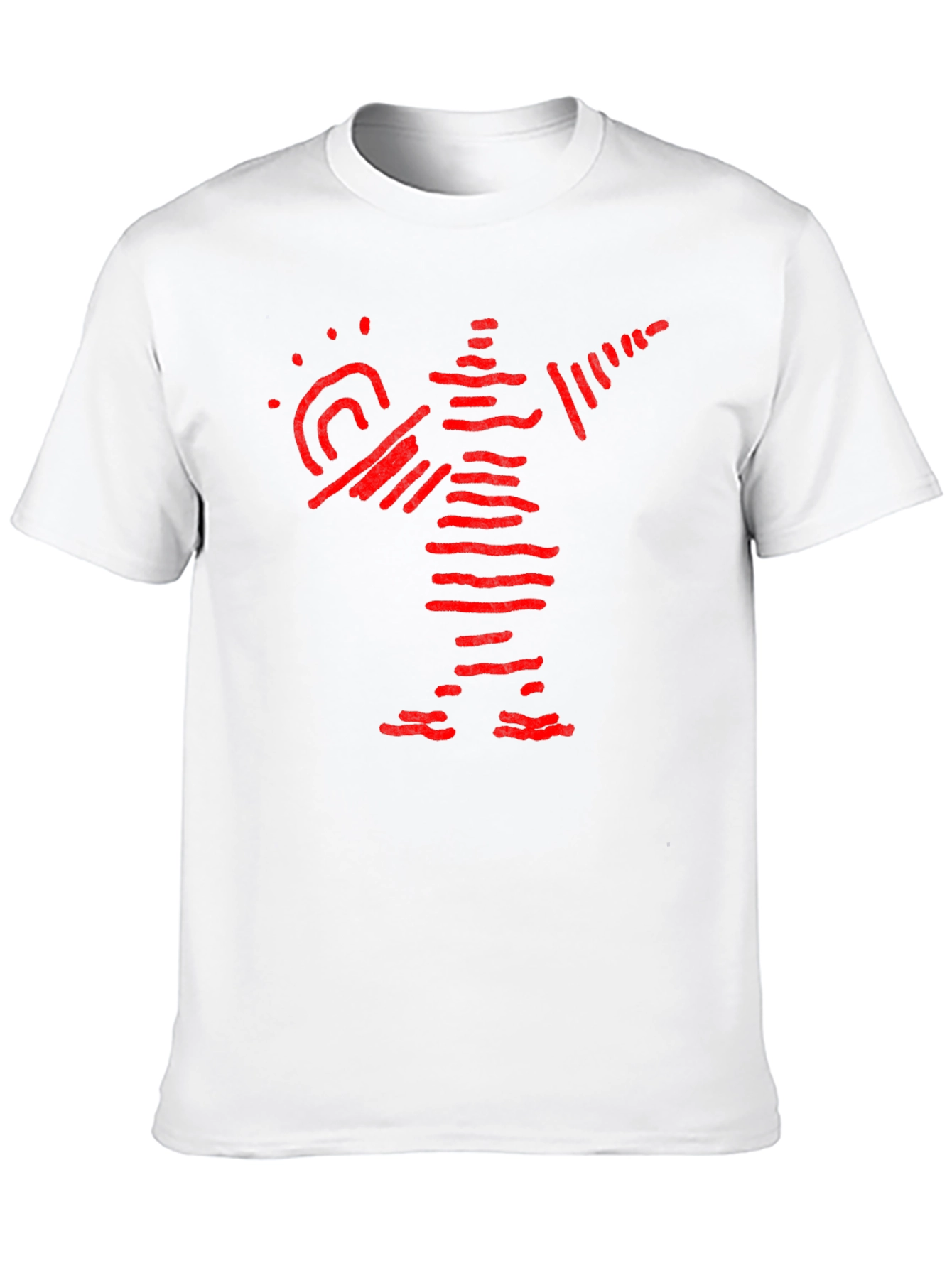 Abstract Red Figure Graphic Black T-Shirt