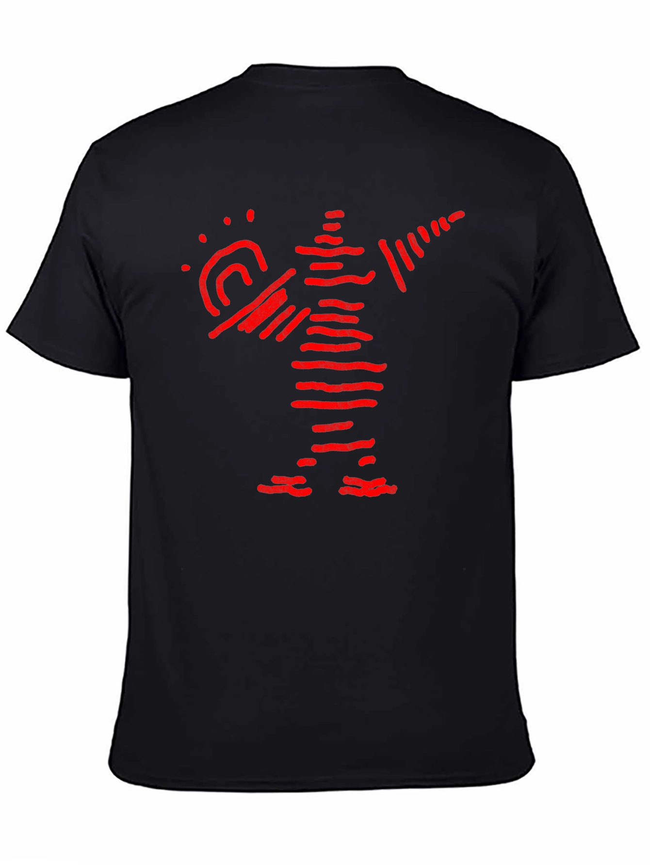 Abstract Red Figure Graphic Black T-Shirt