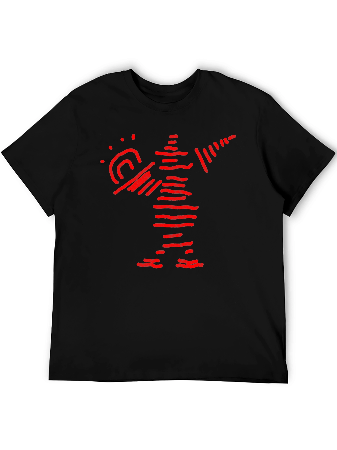 Abstract Red Figure Graphic Black T-Shirt
