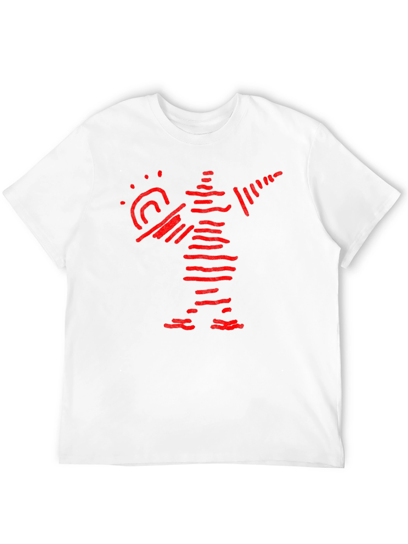 Abstract Red Figure Graphic Black T-Shirt