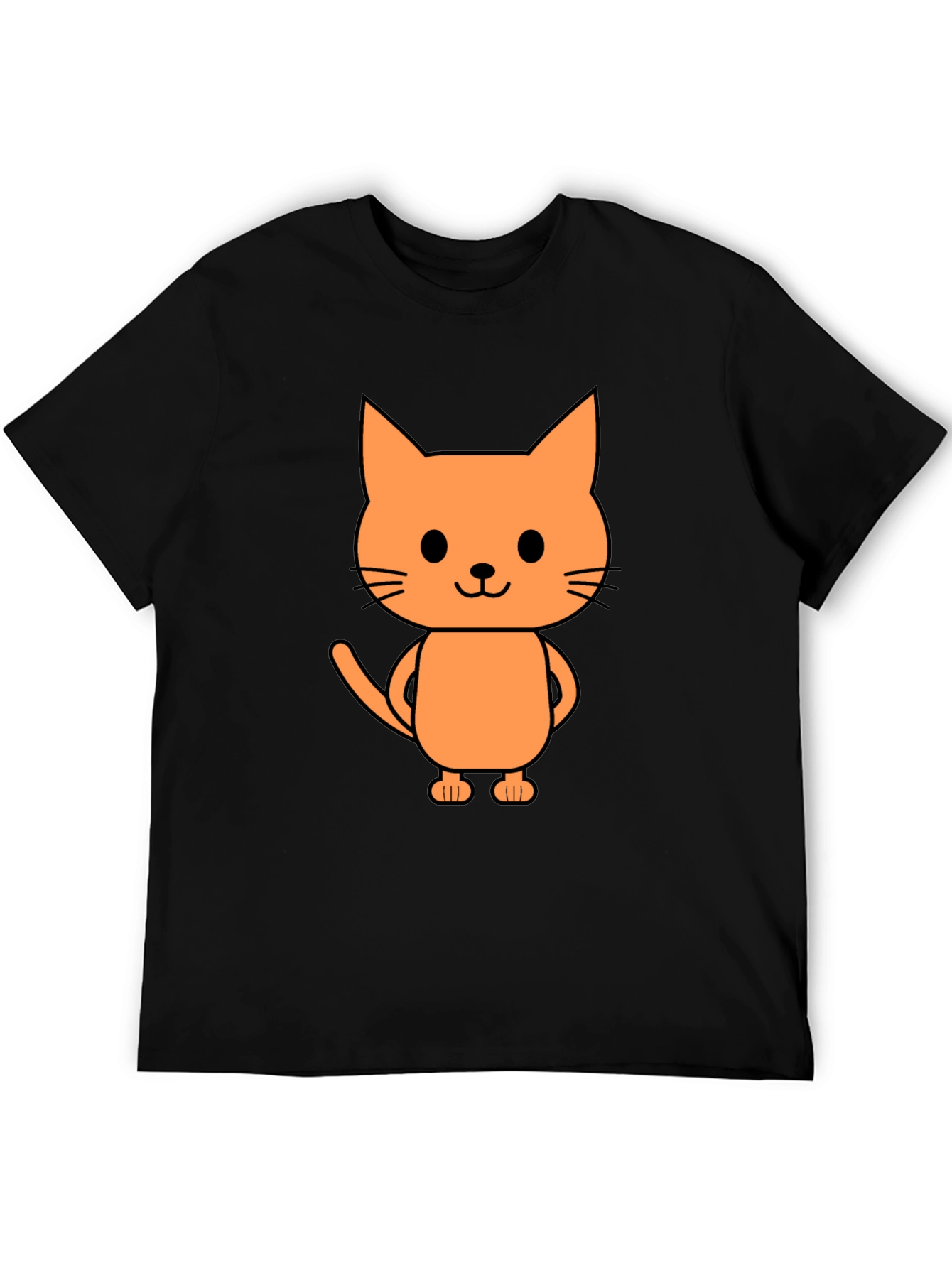 Cute Cartoon Cat Graphic Print Black T-Shirt