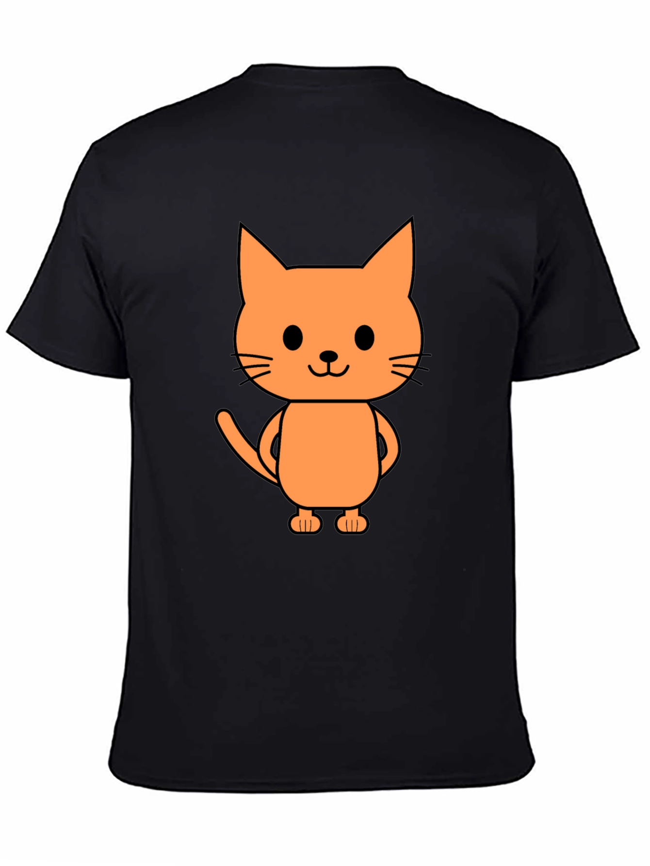 Cute Cartoon Cat Graphic Print Black T-Shirt
