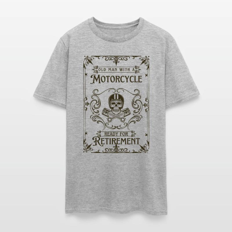 Old Man With Motorcycle Ready For Retirement