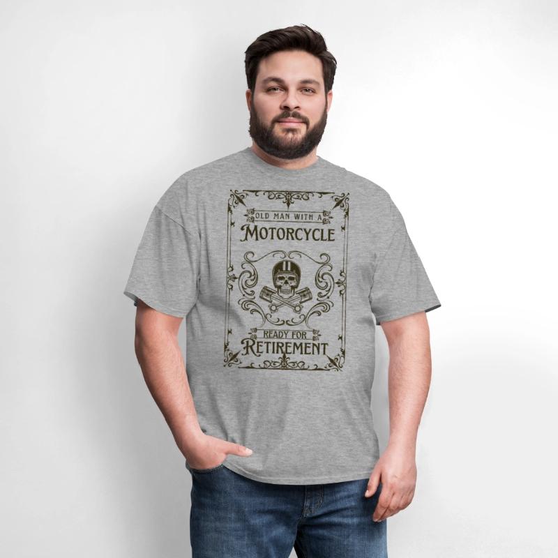 Old Man With Motorcycle Ready For Retirement