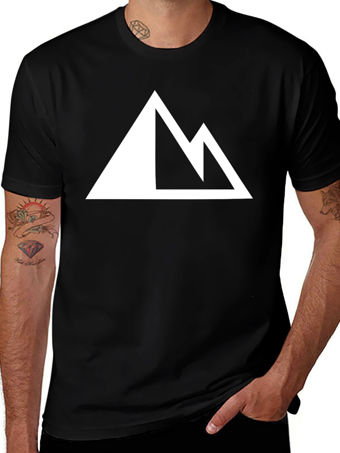 Mountain Peak Graphic Tee - Casual Black T-Shirt
