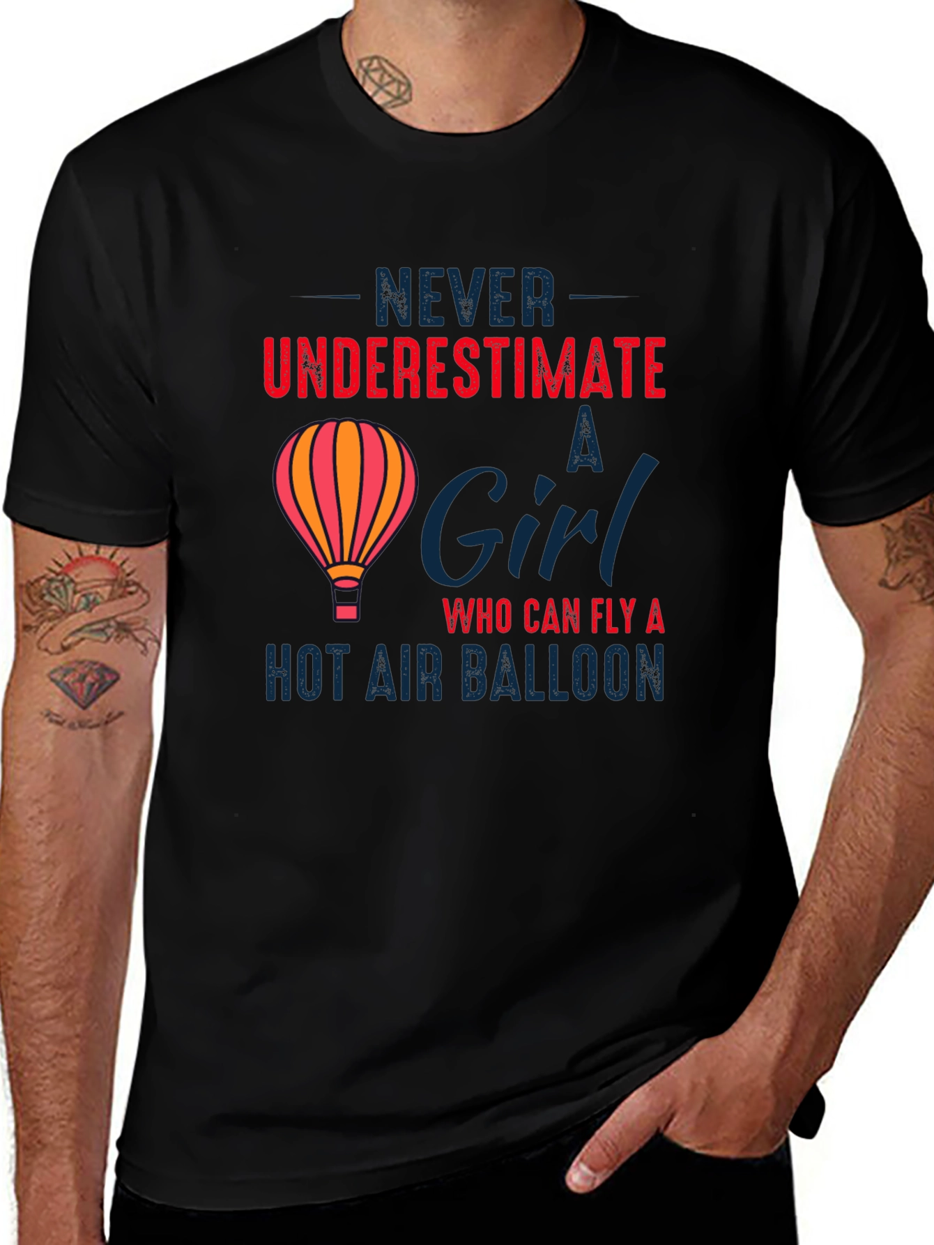 Never Underestimate a Girl Hot Air Balloon T-Shirt