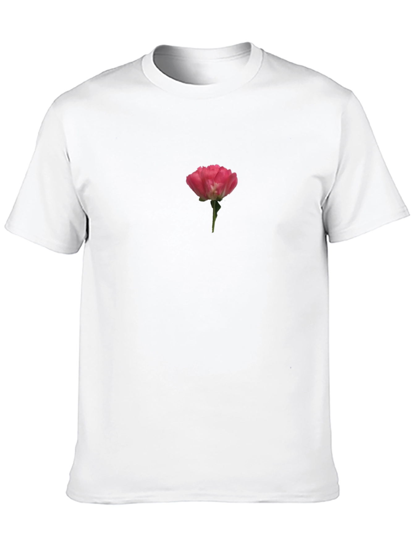 Minimalist Rose Tee - Soft Black Cotton