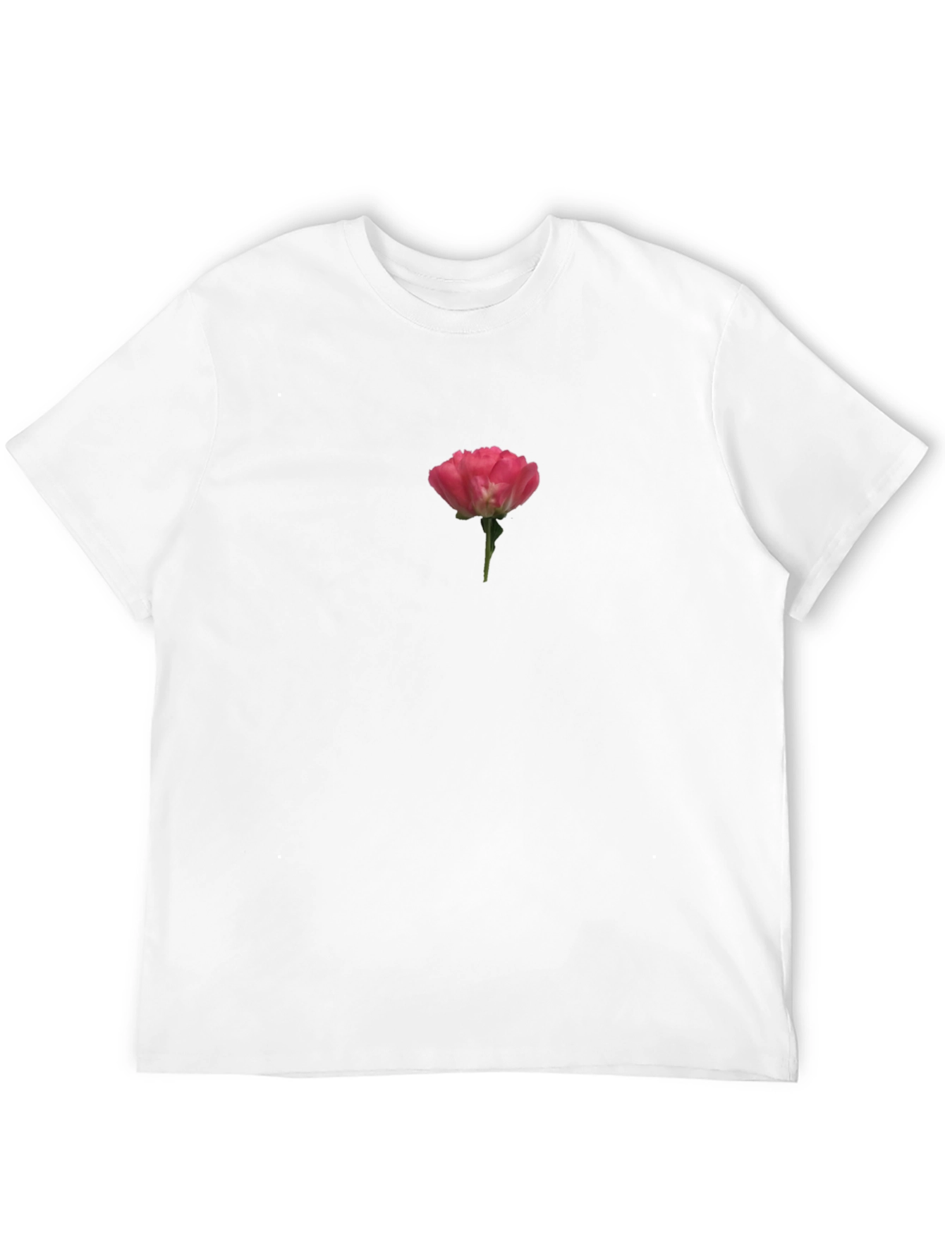 Minimalist Rose Tee - Soft Black Cotton