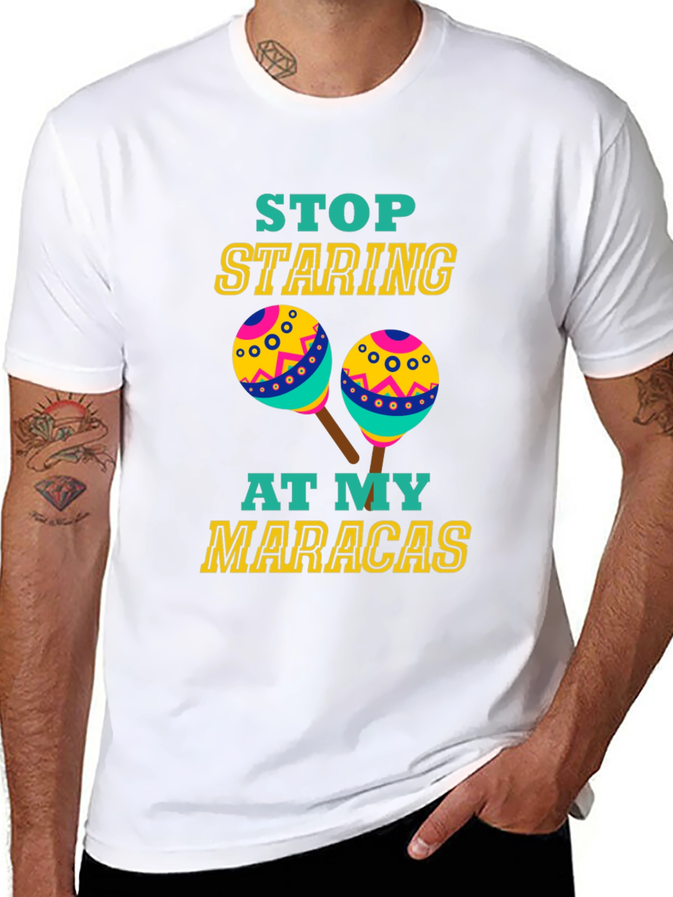 Funny Maracas T-Shirt - Stop Staring Graphic Tee