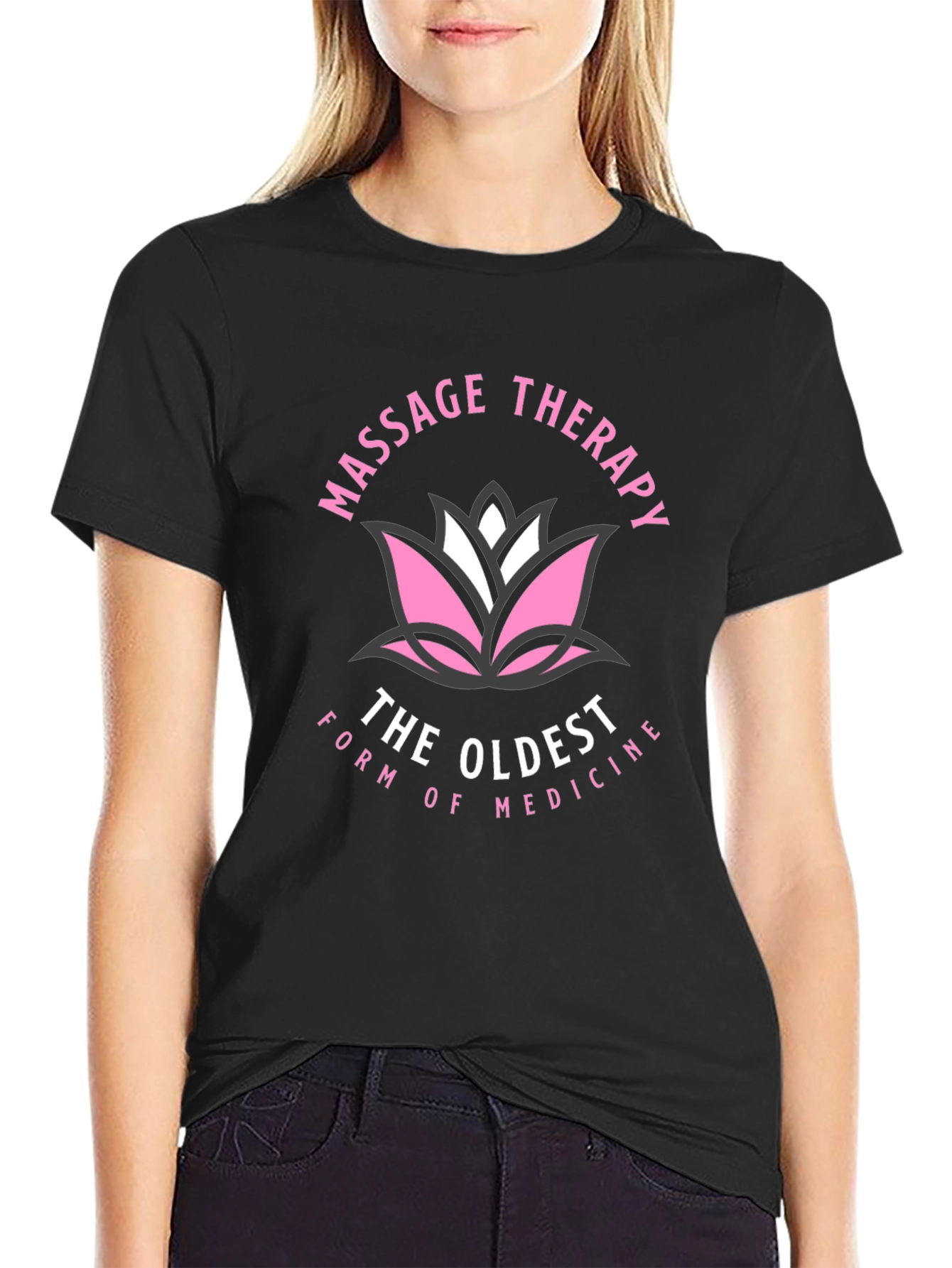 Massage Therapy T-Shirt - Lotus Design