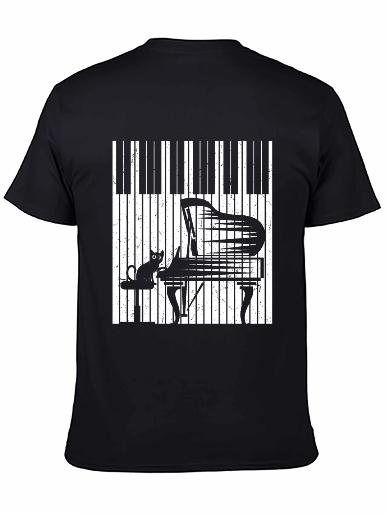 Piano Cat Graphic T-Shirt - Music Lover Tee