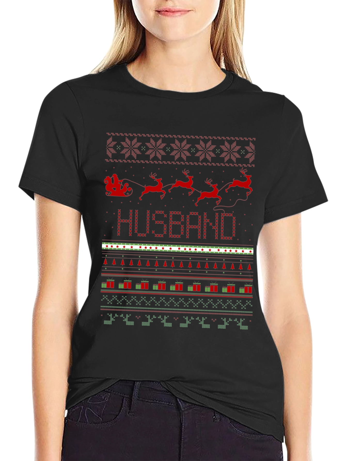 Husband Ugly Christmas Sweater Style T-Shirt