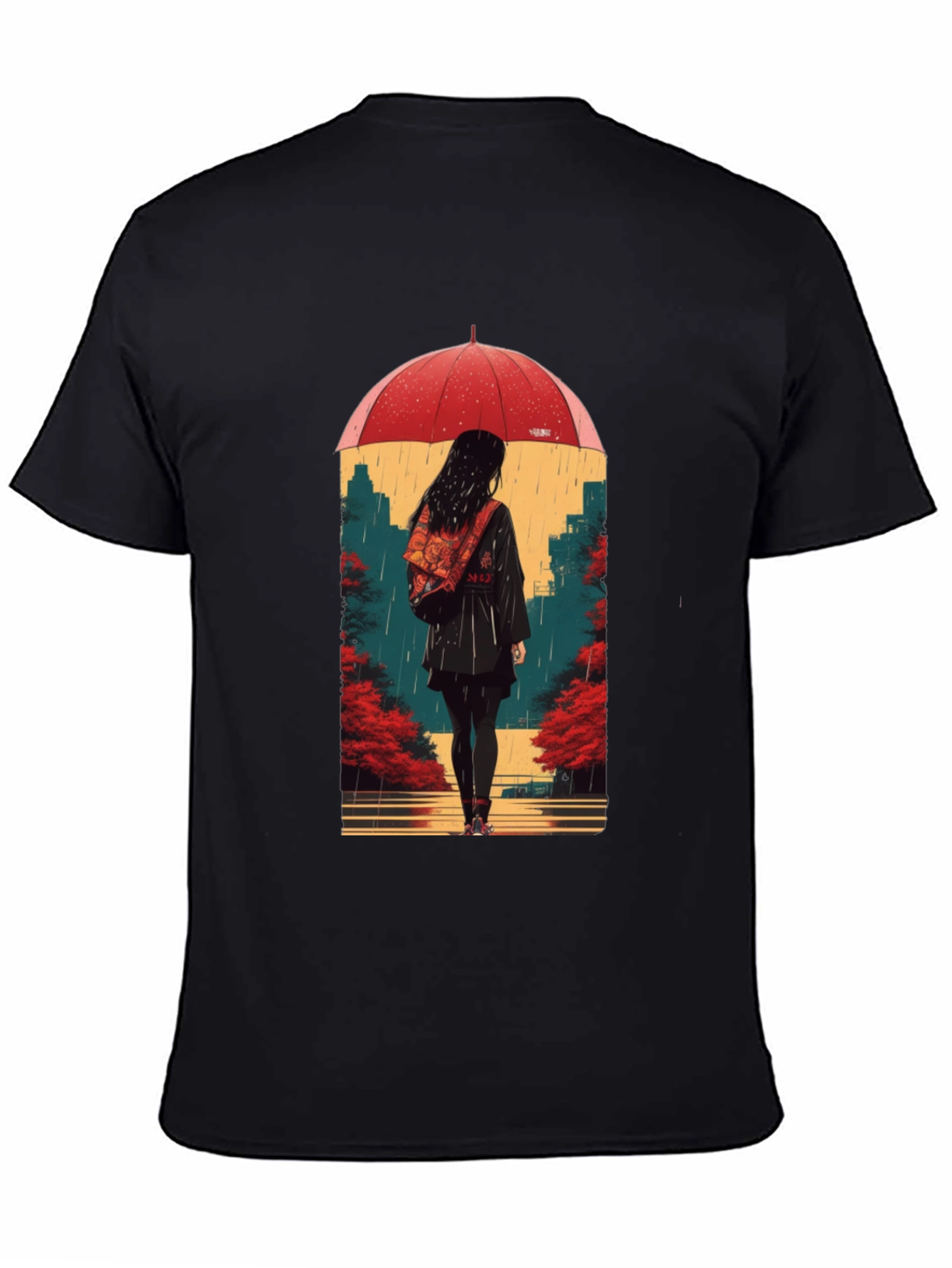 Rainy Day Umbrella Graphic Tee - Unisex Black T-Shirt