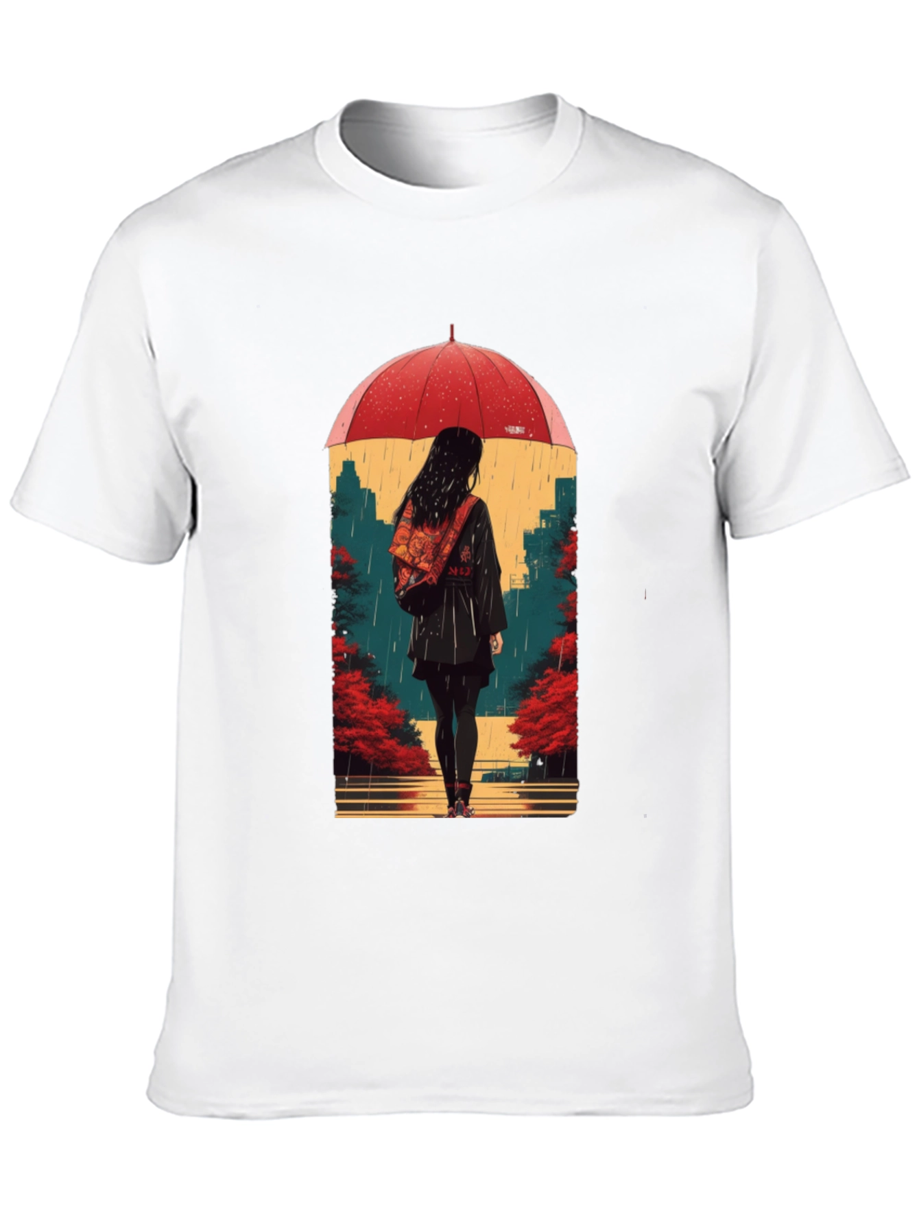 Rainy Day Umbrella Graphic Tee - Unisex Black T-Shirt