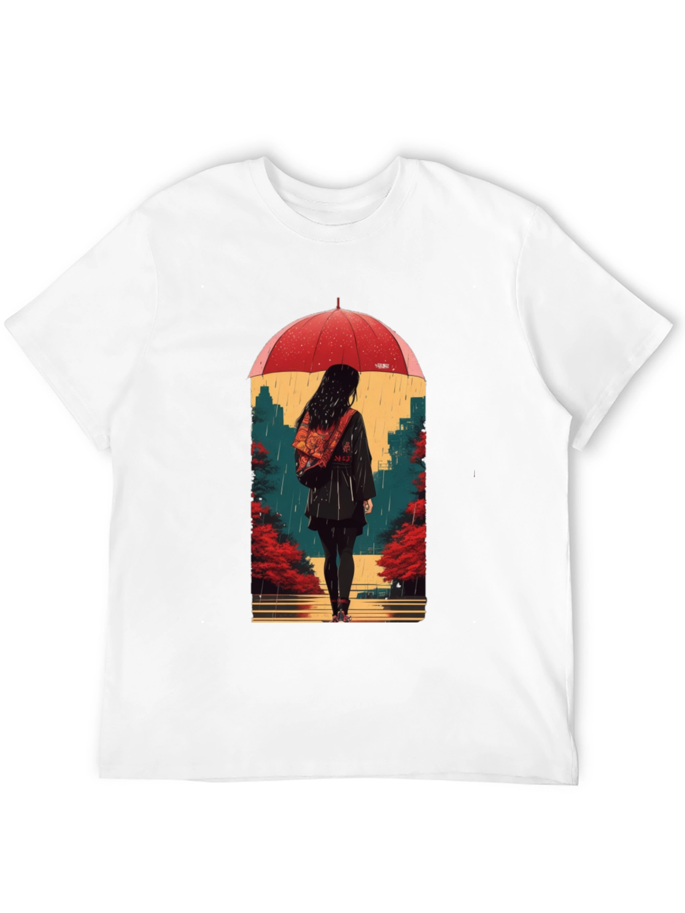 Rainy Day Umbrella Graphic Tee - Unisex Black T-Shirt
