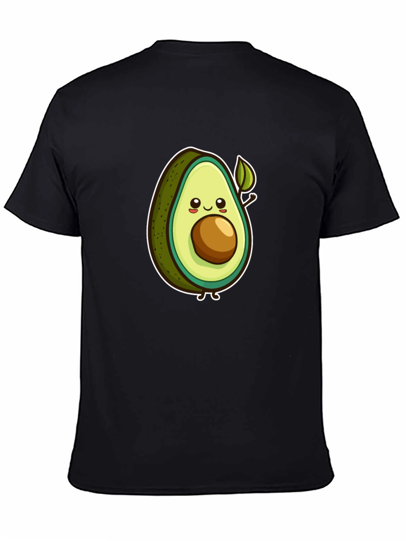 Cartoon Avocado Graphic Tee - Black Unisex T-Shirt