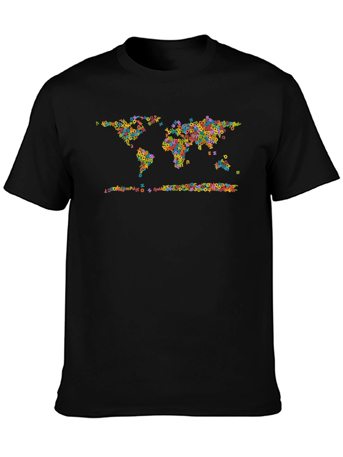 World Map Letters Black Graphic T-Shirt