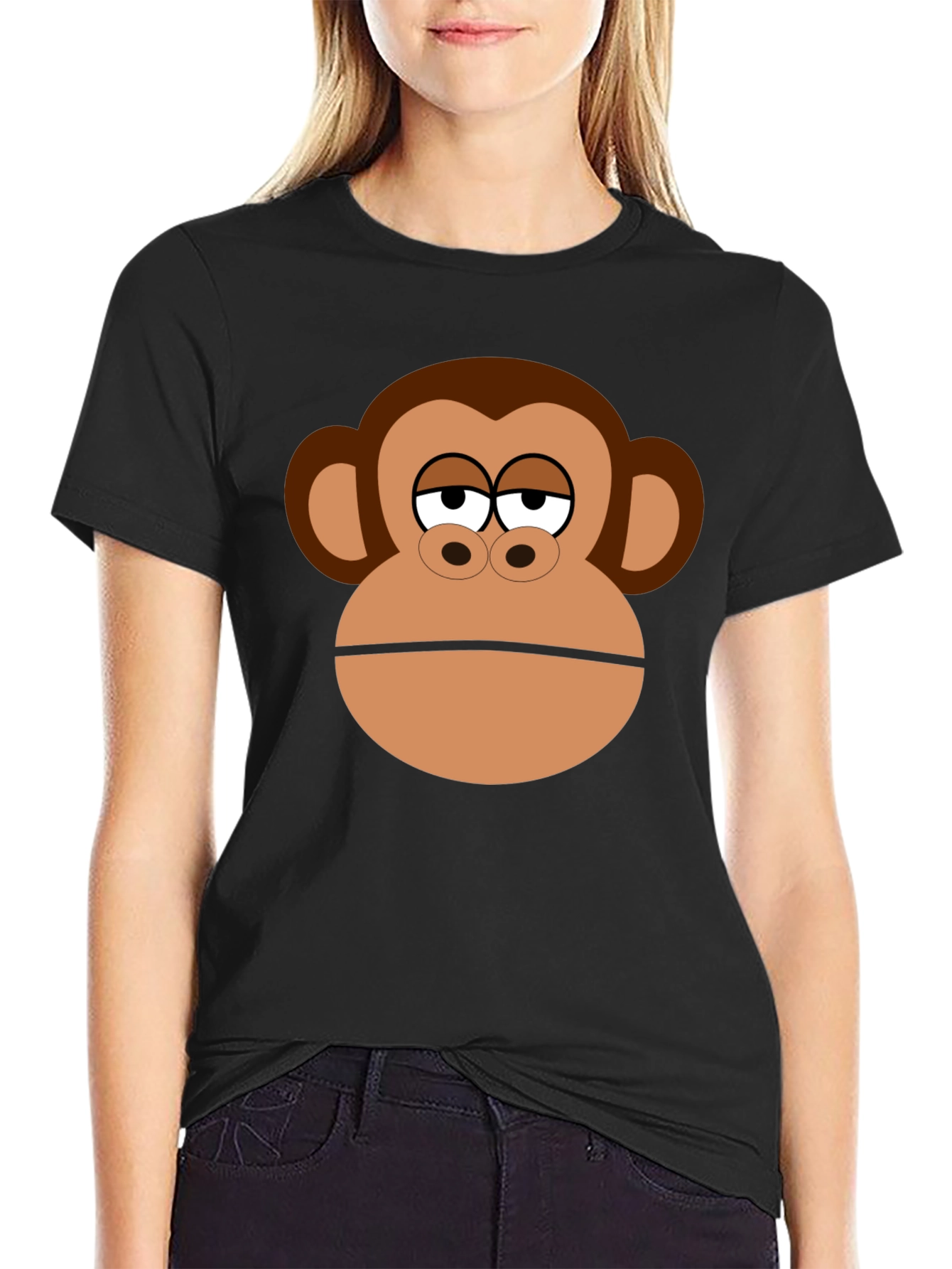Monkey Face Graphic Black T-Shirt