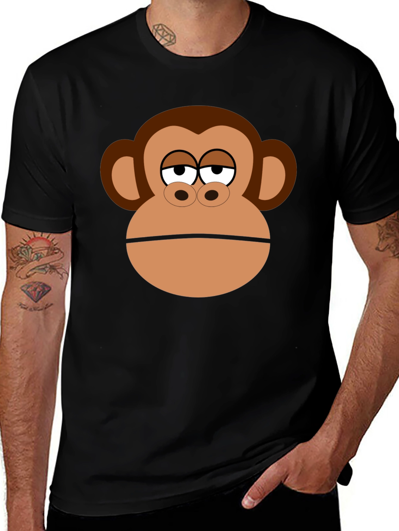 Monkey Face Graphic Black T-Shirt