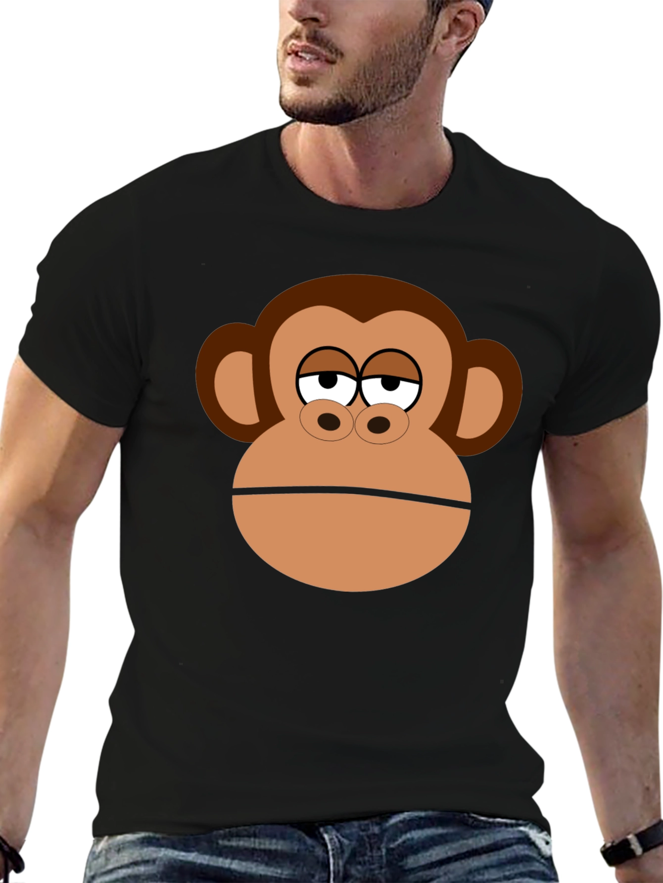 Monkey Face Graphic Black T-Shirt