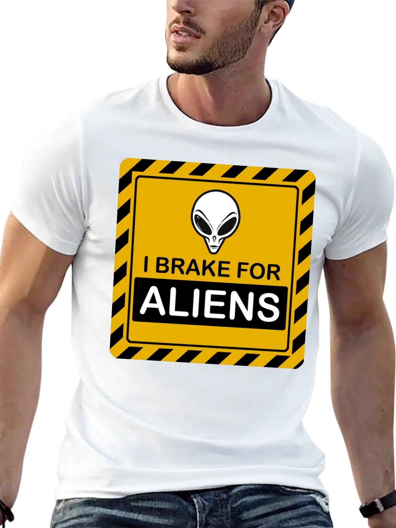 I Brake for Aliens T-Shirt - Sci-Fi Humor Tee