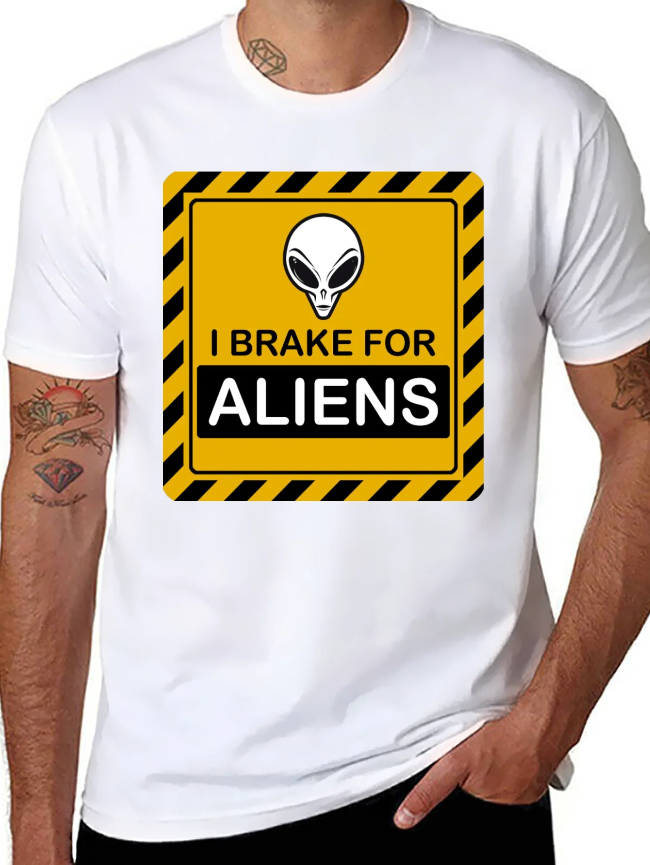 I Brake for Aliens T-Shirt - Sci-Fi Humor Tee