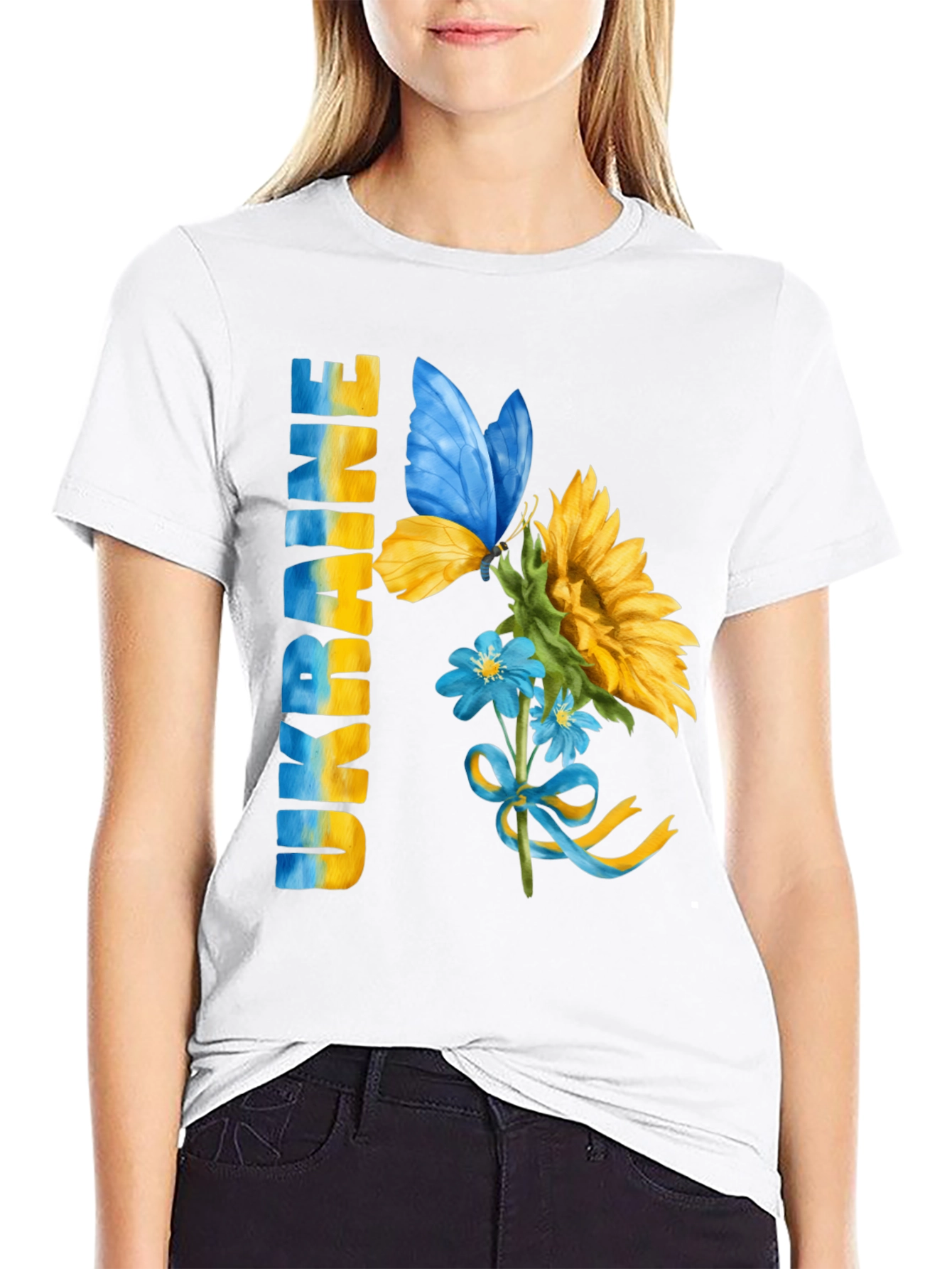 Ukraine Butterfly Sunflower Graphic Tee