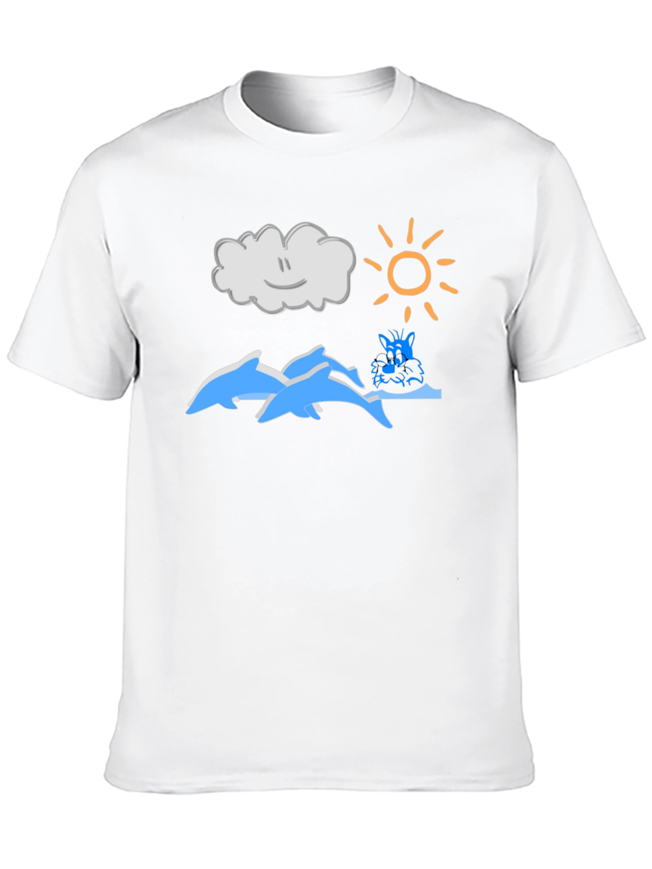 Cartoon Dolphins Black T-Shirt
