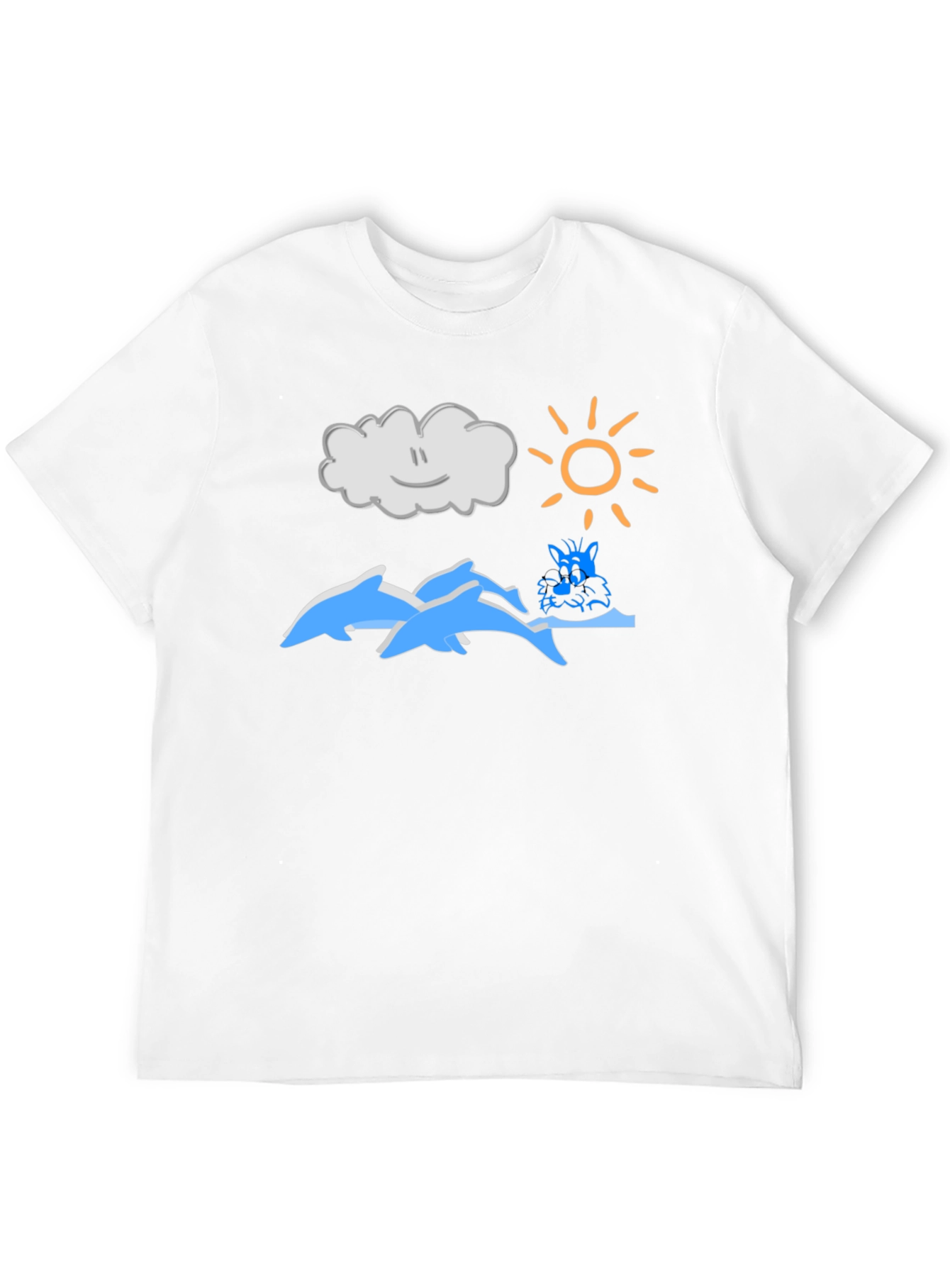 Cartoon Dolphins Black T-Shirt
